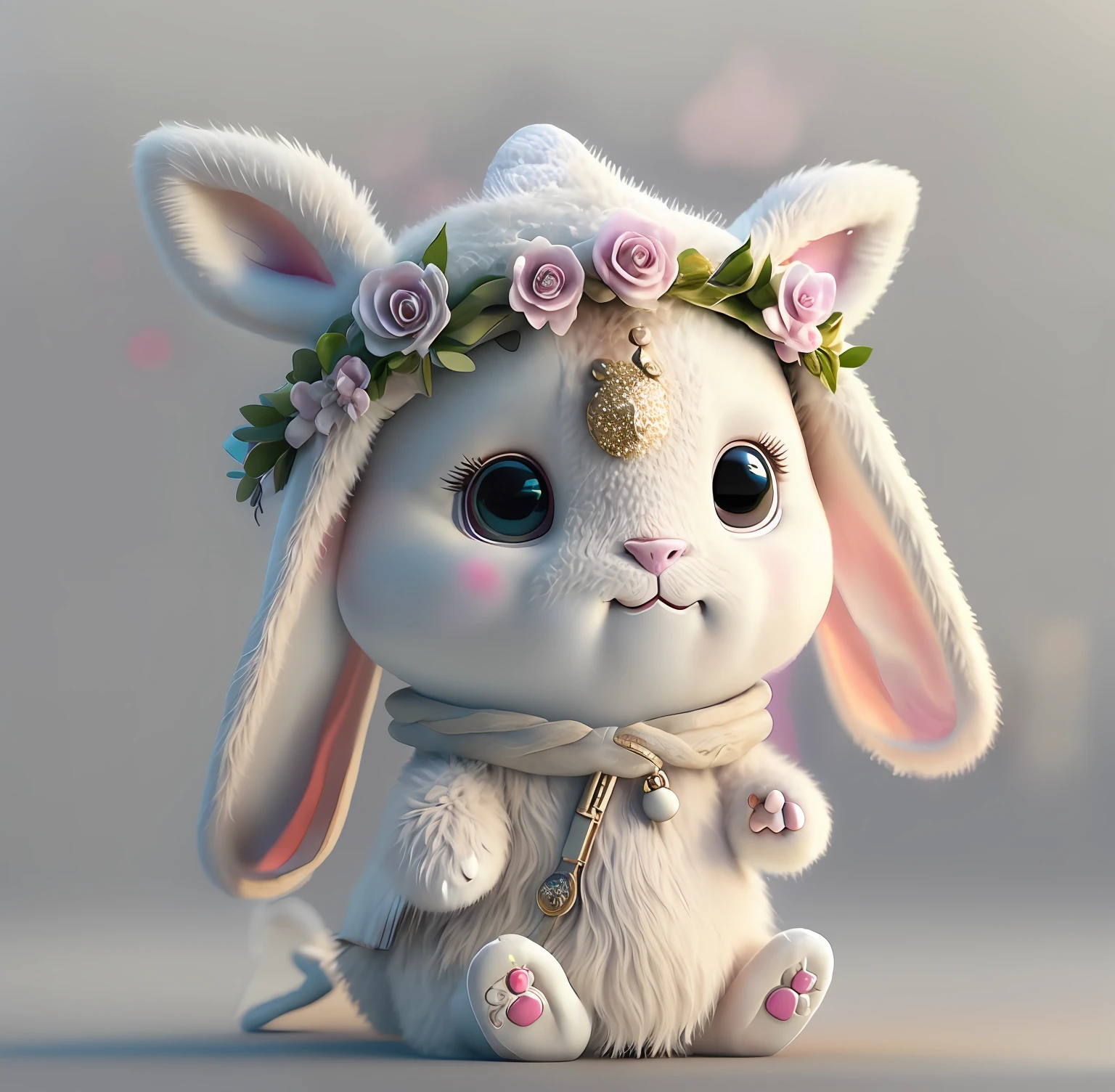 There is a white unicorn with headphones and a flower crown, lovely digital painting, adorable digital art, cute 3 d render, Cute! C4D, unicorn, Cute detailed digital art, A unicorn, cute character, Cute cartoon character, cutecore, cinematic ligh《tusks》Unicorn in , high quality character design, happy brave magical cuteness, cute artwork, white unicorn