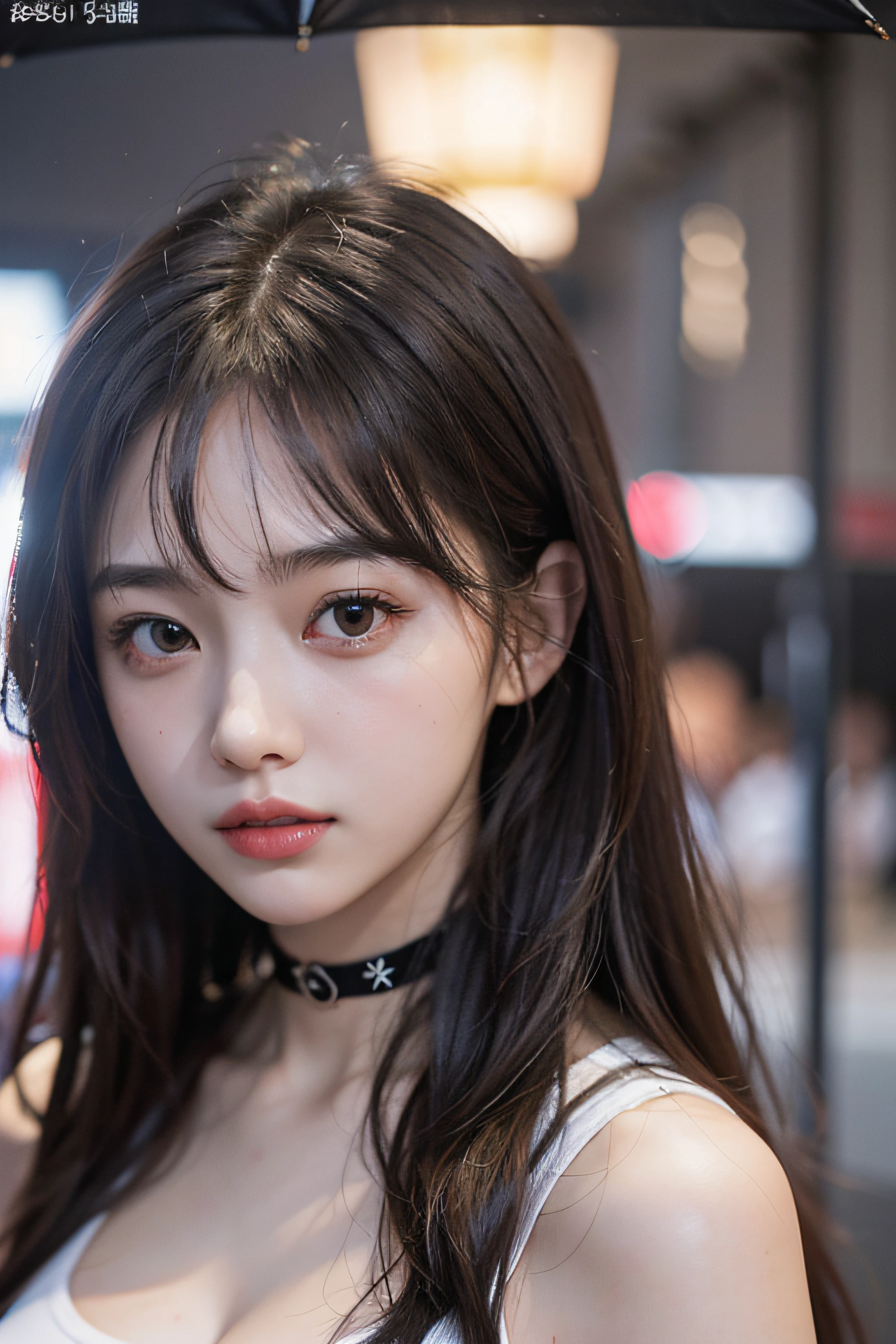 Best Quality Detail:1.2, realisitic, 8K UHD, hight resolution, 1girl in:1.2, The ultra-detailliert, High quality textures, intricate detailes, detaileds, Very detailed CG, High quality shadows, Detail Beautiful delicate face, Detail Beautiful delicate eyes, depth of fields, Ray traching, in her 20s, Pretty Kpop Girl, Korean Urzan Face:1.1, Slender face, ulzzang -6500-v1.1:0.6, pureerosface_v1, gloweyes, teak, Glossy lips, perfectbody, a choker、cleavage of the breast、 Brown hair、poneyTail:1.1, Street, Particle, look at viewr, Photorealsitic:1.4, ultra-detailliert, photos realistic, 4K 8K UHD Full Color RAW Photos, Fuji Film(Medium format:1.2), Hasselblad:1.2, Carl zeiss:1.1, Incredible dynamic range photography(UTIL_Art by Smoose-768:1.1), hight resolution, High pixel count, clear details, crisp image, Natural color reproduction, Noise Reduction, High fidelity, qulity, Software Improvements, Upscaling, Optimized algorithms, Pro-level retouching、((Shibuya, tokyo prefecture))、On the way to shopping、((Fashionable clothes with a very high design))、graphic t-shirt: Art and Logos、Graphic T-shirts printed with anime characters are trending.、Used for unique styling