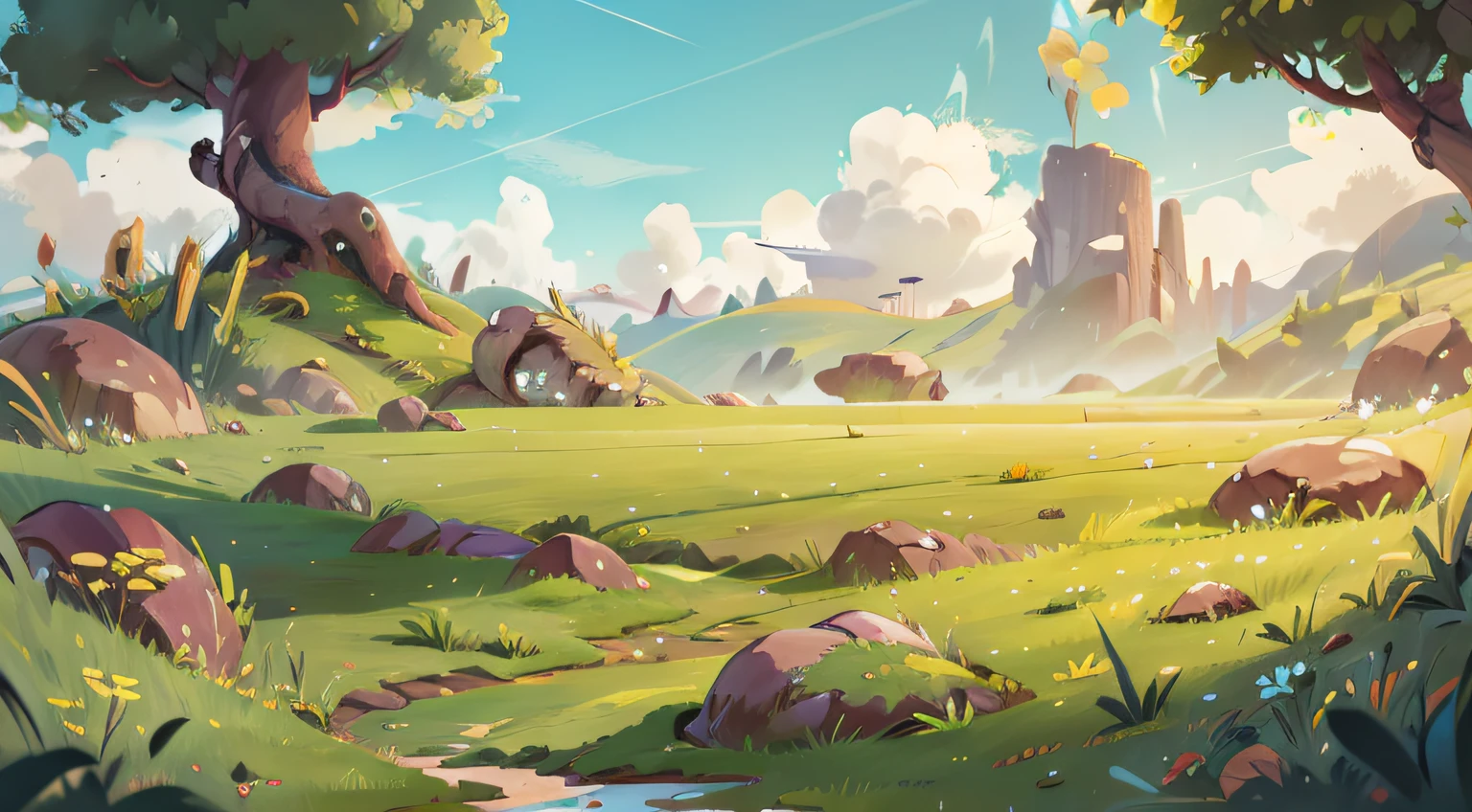 grassy fields,game ui,Bright colors