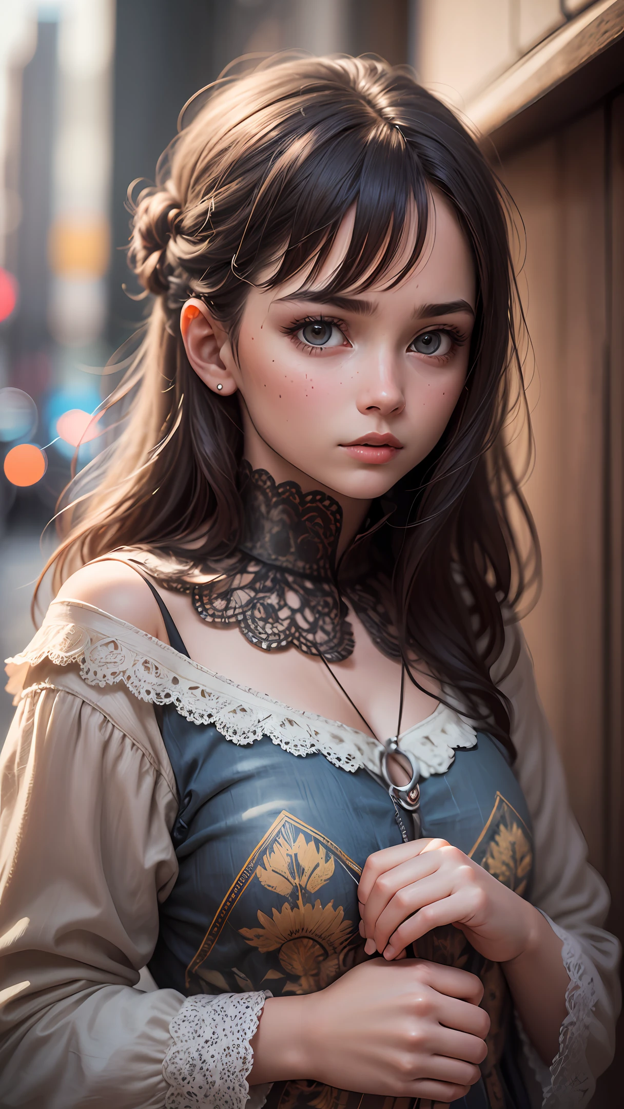 What is this girl looking at? How is she feeling at this moment? hyper realistic, intricate details, high-res, --auto --s2