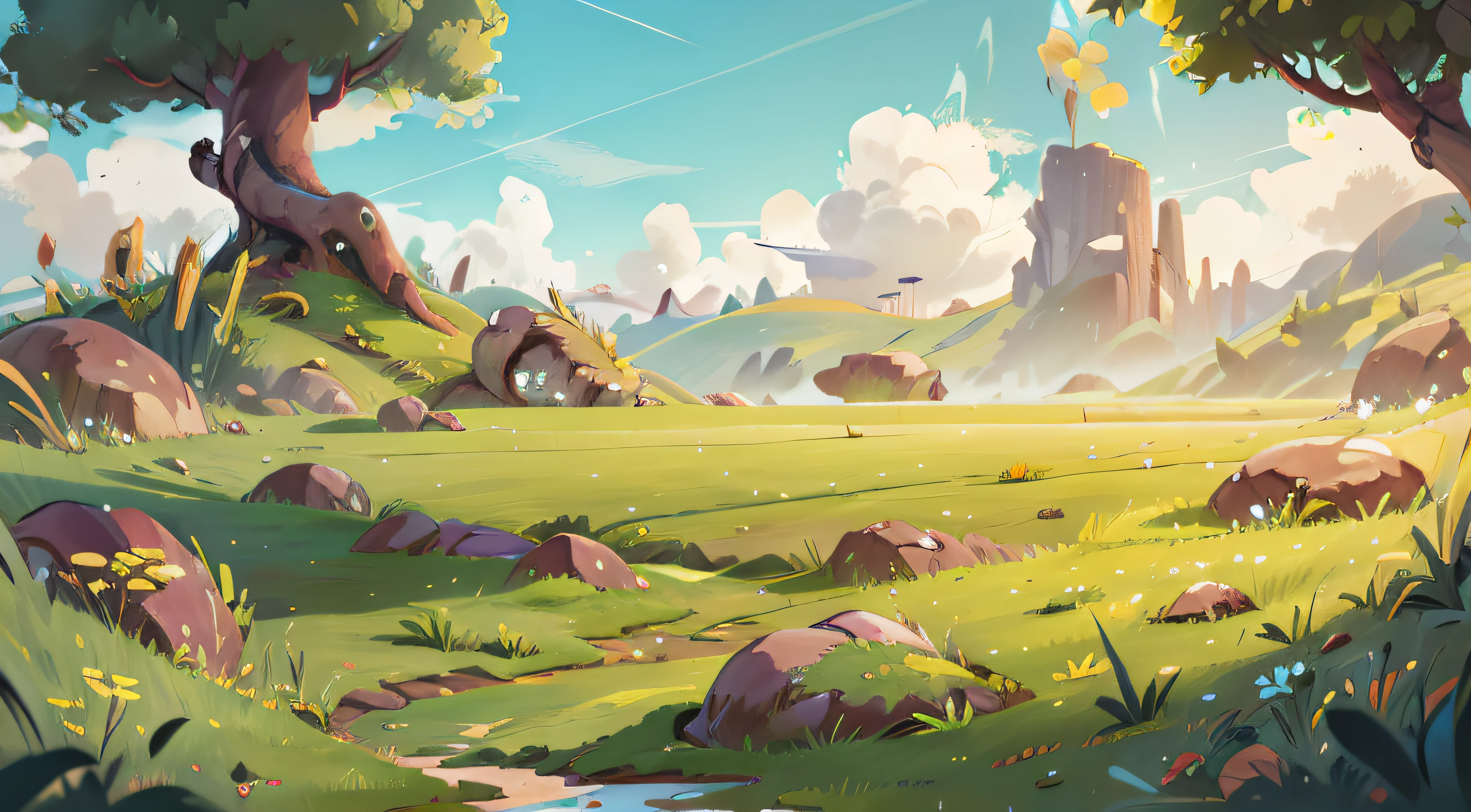 grassy fields,game ui,Bright colors