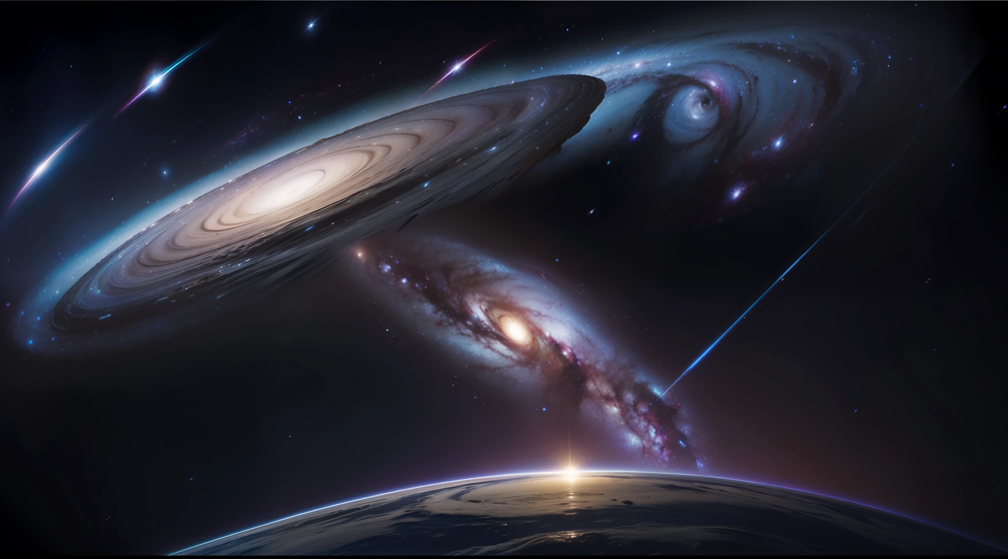Alafed image of a spiral galaxy with a bright white disk, Andromeda galaxy, Andromeda, near a galaxy, galaxies in the background, Huge galaxy, galaxies in the background, Galaxy, Galactic Sized Goddess, astrophotography, Galaxy in the background, Galaxy in the Night Sky, space photo, on a galaxy looking background, Galaxy in the sky, intergalactic, Beautiful Galaxy.