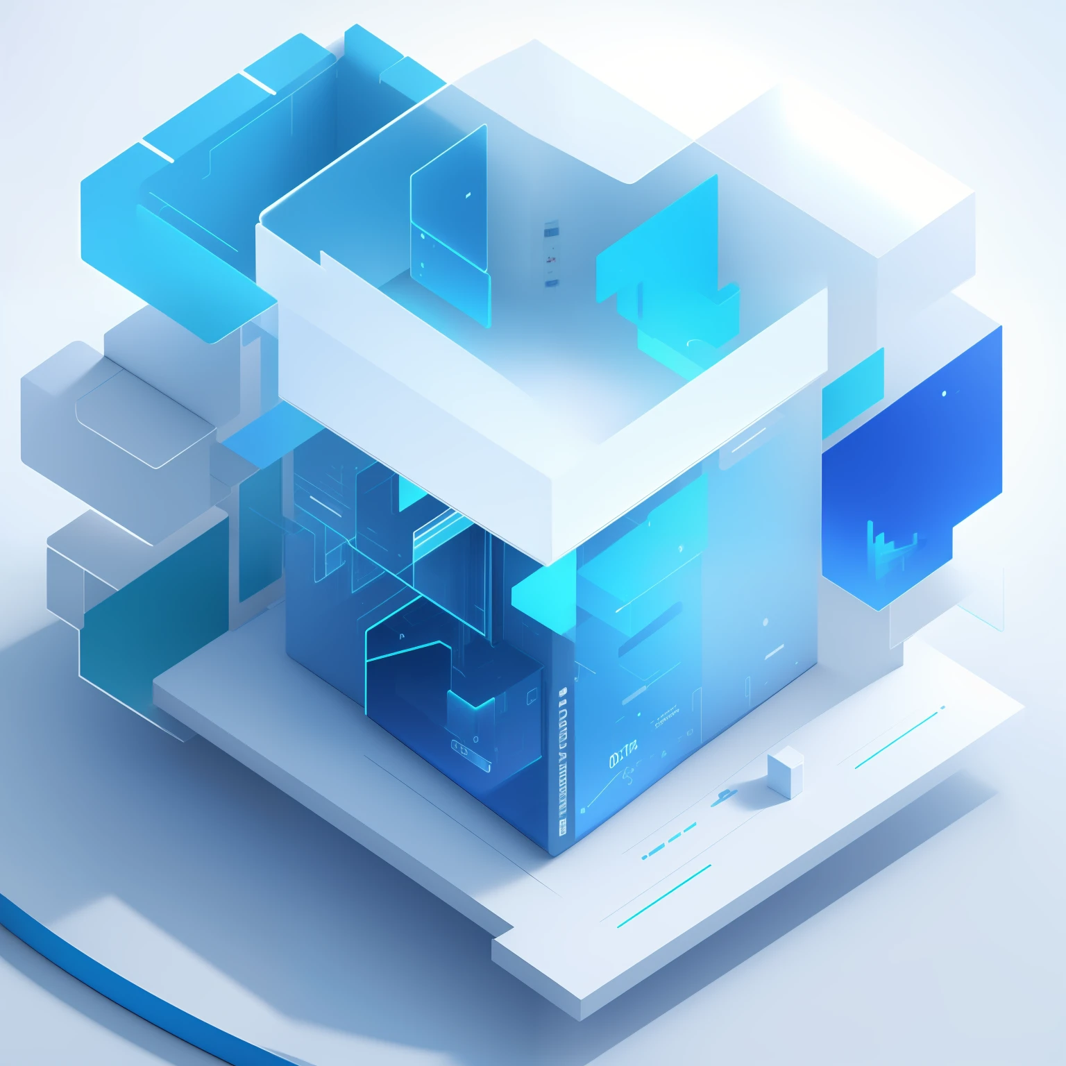 Data visualization banner,isometric icon,Non-alkaline,Blue-green frosted glass white acrylic material,White background,transparent technology sense,Data visualization style,Studio lighting,C4D,blender,Octane rendering,High detail,8K,White background