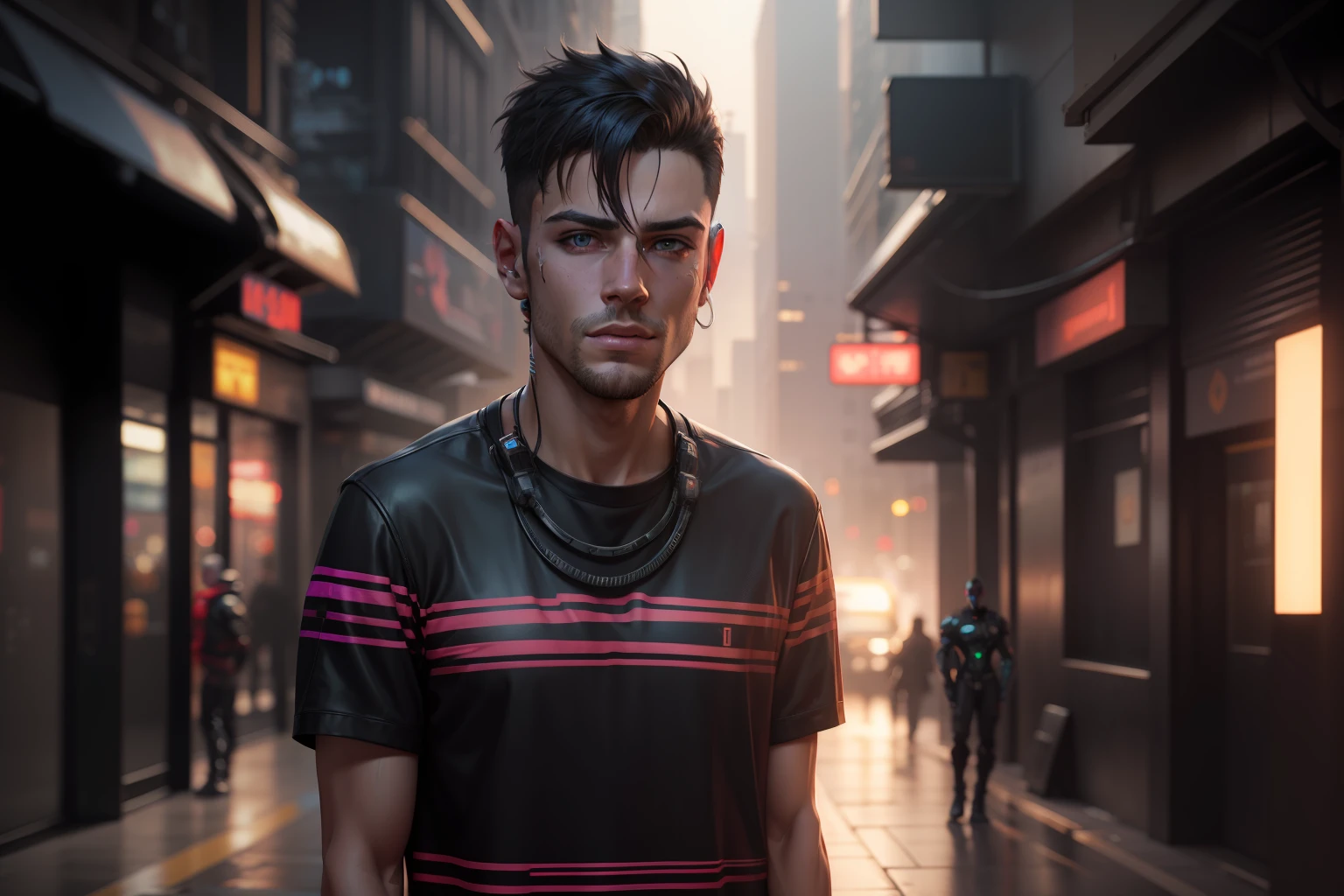 Realistic face, Change background cyberpunk handsome boy, 8k, ultra