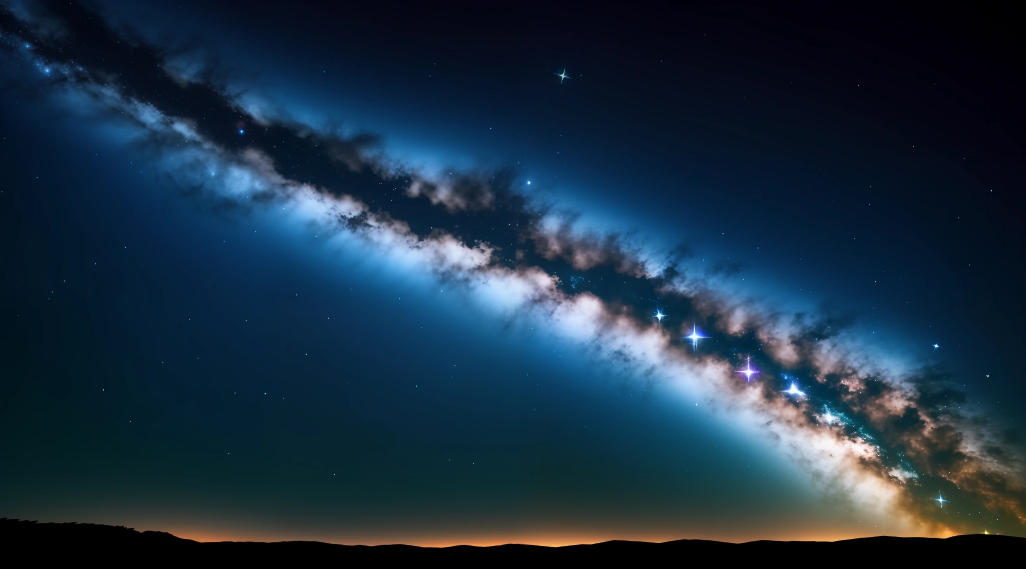 Mysterious starry sky,Blue starry sky,Hyper-Resolution,8K,misterious