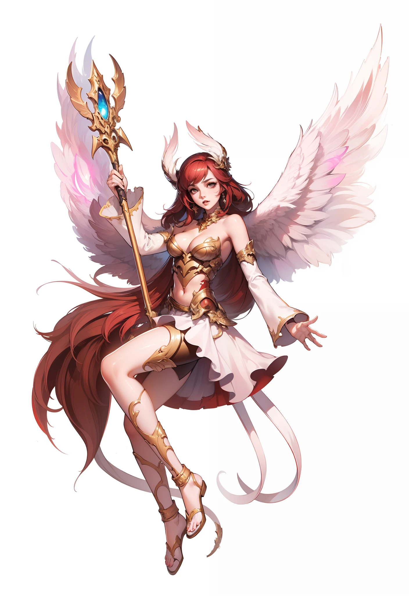 a close up of a woman with a pink feather, epic exquisite character art, rossdraws 1. 0, inspired by Jules Chéret, cushart krenz key art feminine, fantasy character, digital fantasy character, fantasy character art, character artwork, stunning character art, video game character art, holy cyborg necromancer girl