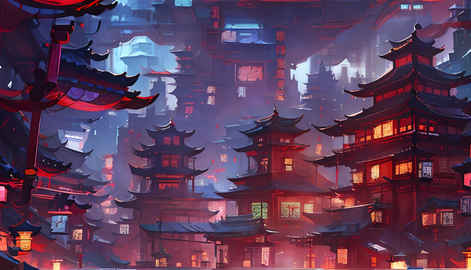 Anime scenery of a city with many high-rise buildings, cyberpunk chinese ancient castle, Anime background art, Anime landscape concept art, Keqing from Genshin Impact, anime backgrounds, G Liulian art style, Temple background, ross tran. scenery background, trending on cgstation, concept art style, 8K high quality detailed art, Onmyoji detailed art