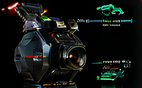 Camera close-up with black background and green text, bottom angles, Ultra-detailed features, it has six thrusters in the back, bottom - view, droid, physical octane render, hyperreal highly detailed 8 k, unreal 6 breathtaking detailed, hyperdetailed object, super detail of each object, photoreal octane rendering, Professional CGI has drill bits to dig sea sand