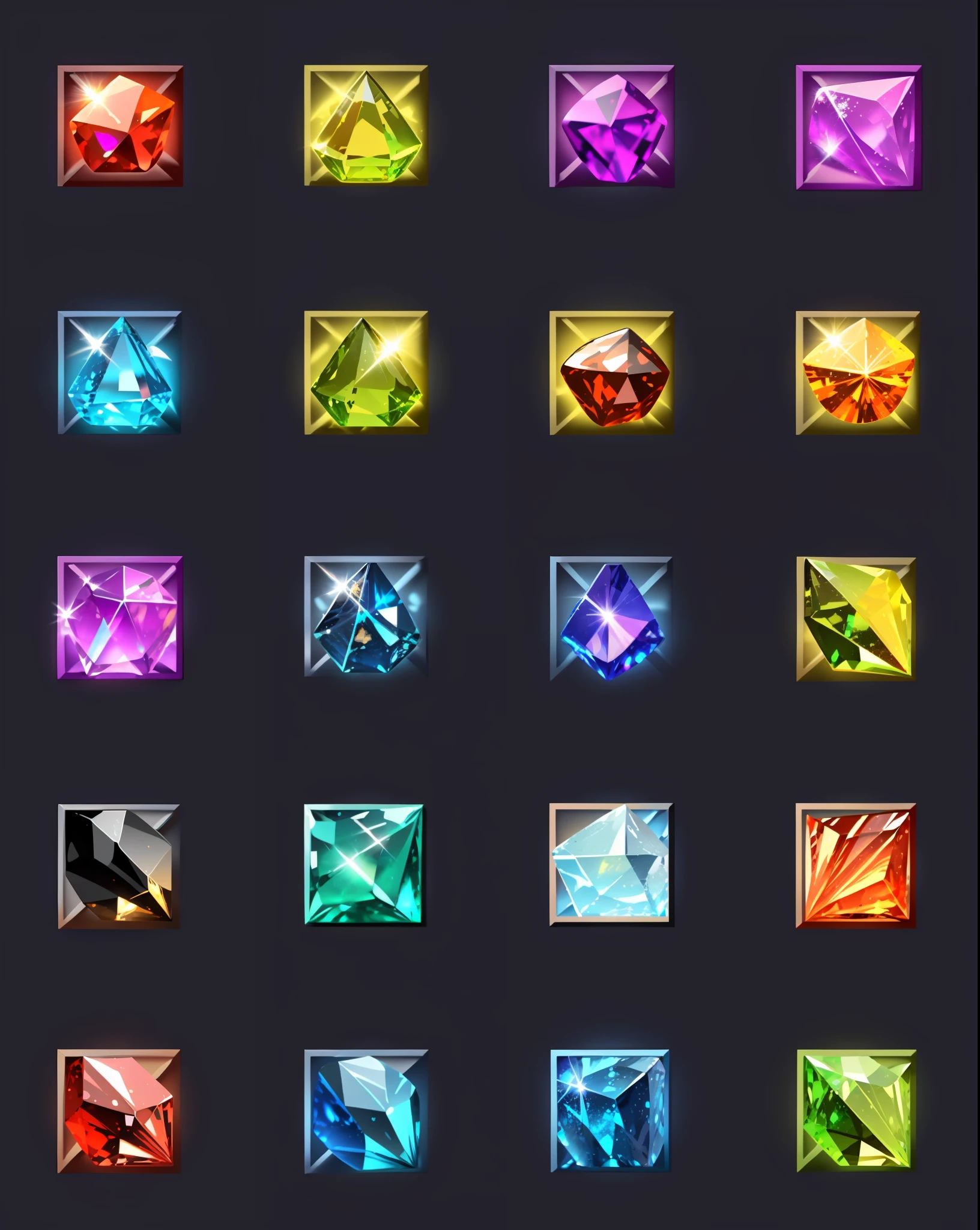 Set of jewelry in different colors on a black background, Game Icon Assets, shiny gems, colored gems, very realistic gemstones, gemstones, gemstones, colorful gems, Infinity Stones, gemstones, gemstones, Gems and treasures, Precious gems, Game Assets, game icon, set of high quality hd sprites, Game UI Asset Design, 2d game asset, Magic items