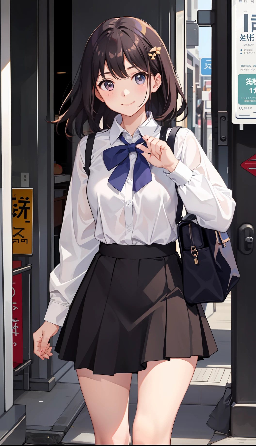 1girl in、A smile、The shirt、Blouse、skirt by the、（small tits）Chilarism、movement、
