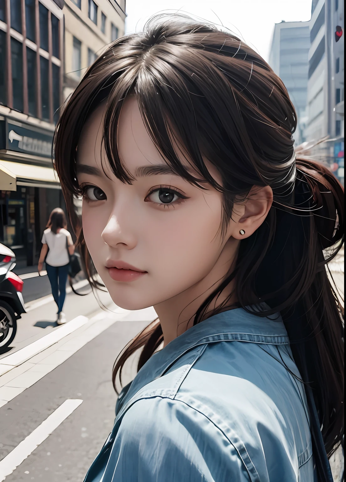 (best-quality:0.8),
(best-quality:0.8), perfect anime illustration, extreme closeup portrait of a pretty woman walking through the city