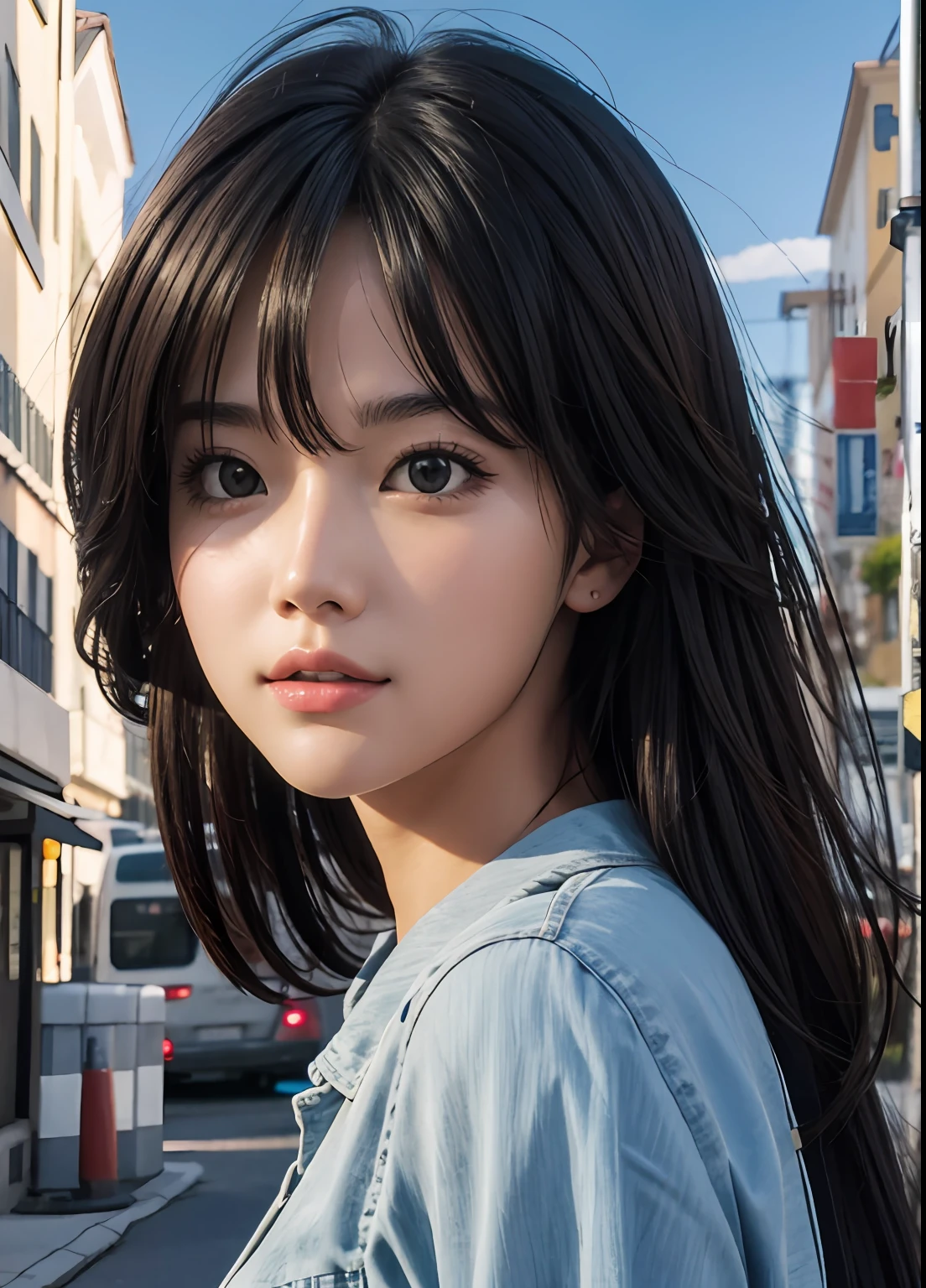 (best-quality:0.8),
(best-quality:0.8), perfect anime illustration, extreme closeup portrait of a pretty woman walking through the city