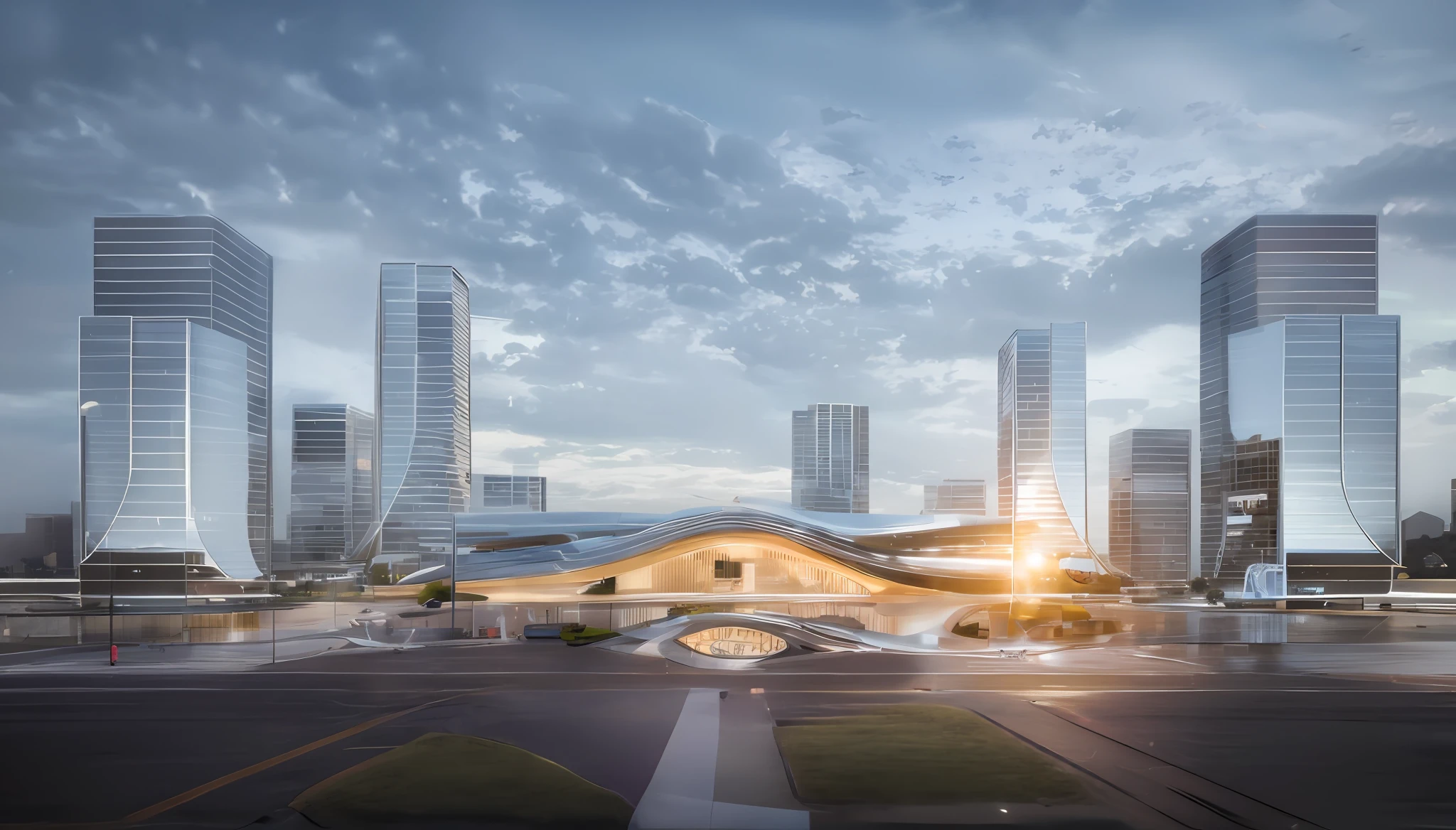 Urban parks,Large lawn,A few paths,people walk in the path,Hyper-realistic