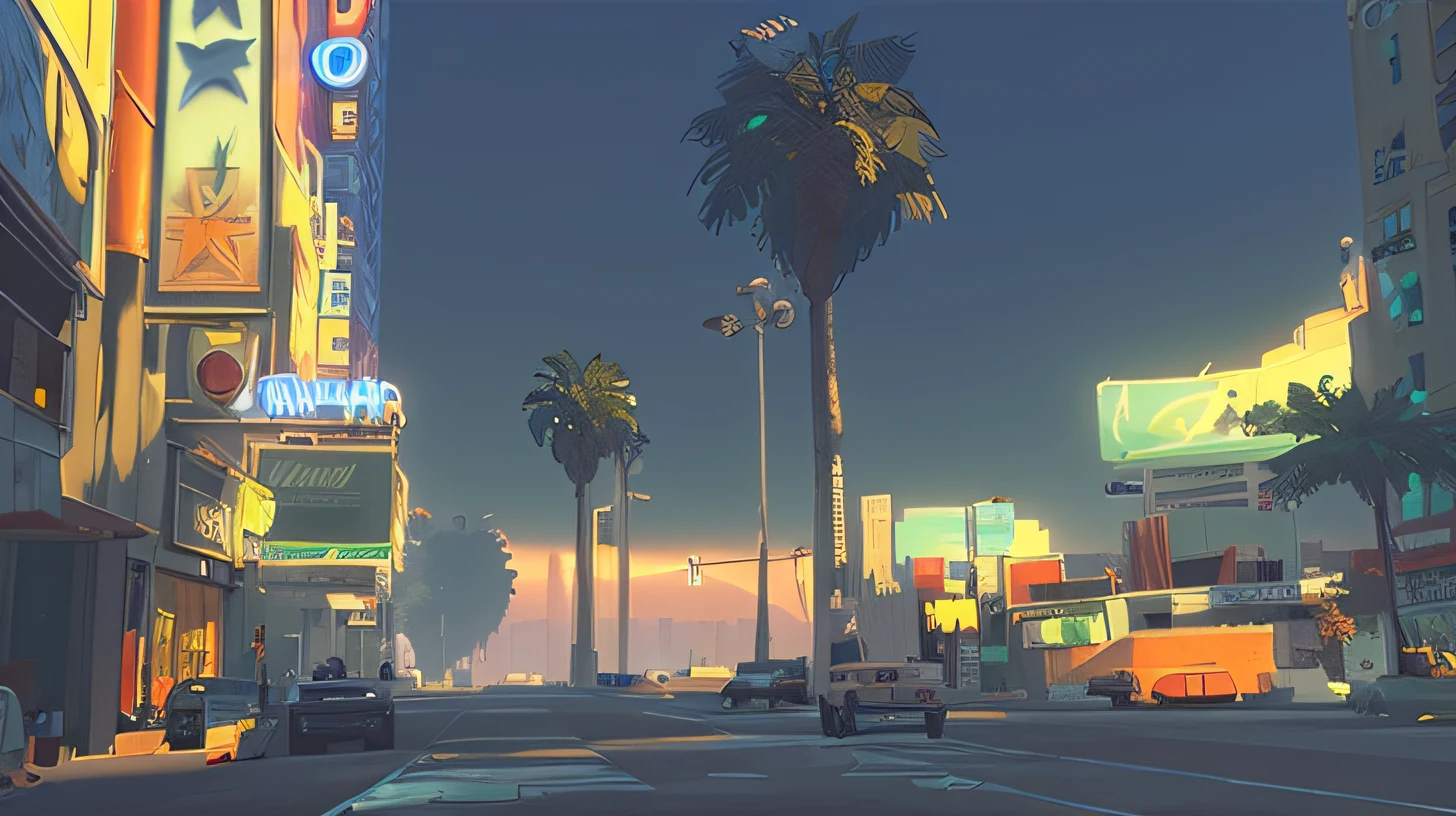 (mid-day lighting, cityscape, GTA)