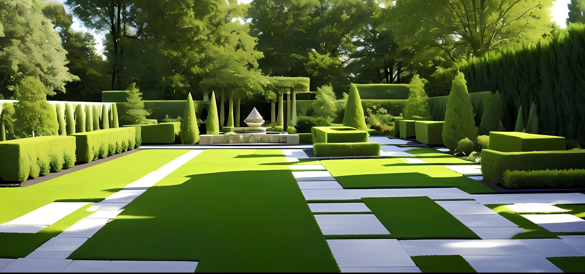 trpical garden，Ancient construction，Modern architectural design