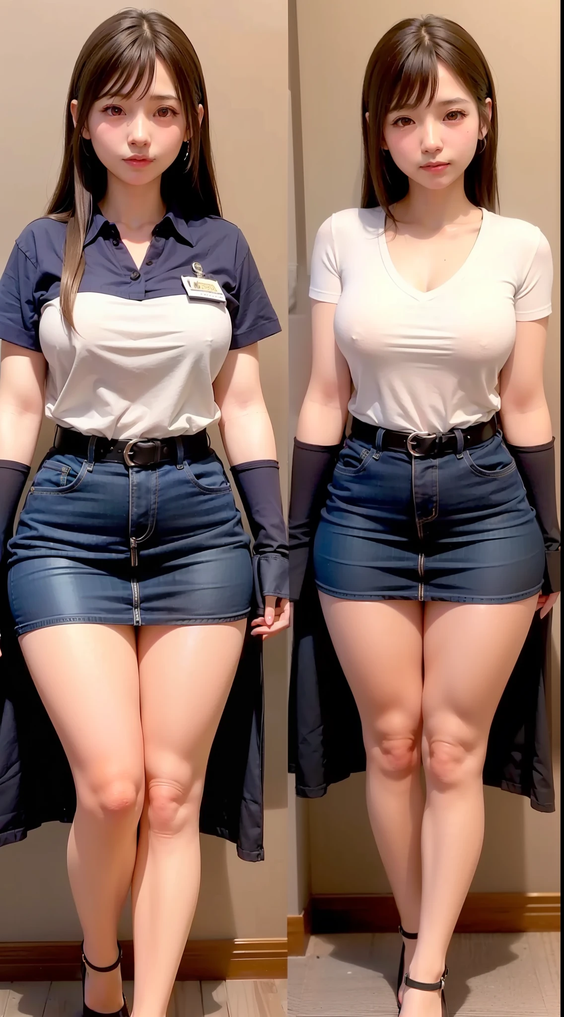 ((top-quality、8K、masterpiece:1.3))、The details of the two girls are presented below.。(( girl with perfect body shape:1.7、brown haired、tits out:1.0、Rin々Facial expressions、Female Cop Cosplay))、((Little cuteperfect body shape:1.7、Black hair、tits out:1.2、Gentle expression、Nurse Cosplay))、Highly detailed facial and skin texture、A detailed eye、二重まぶた