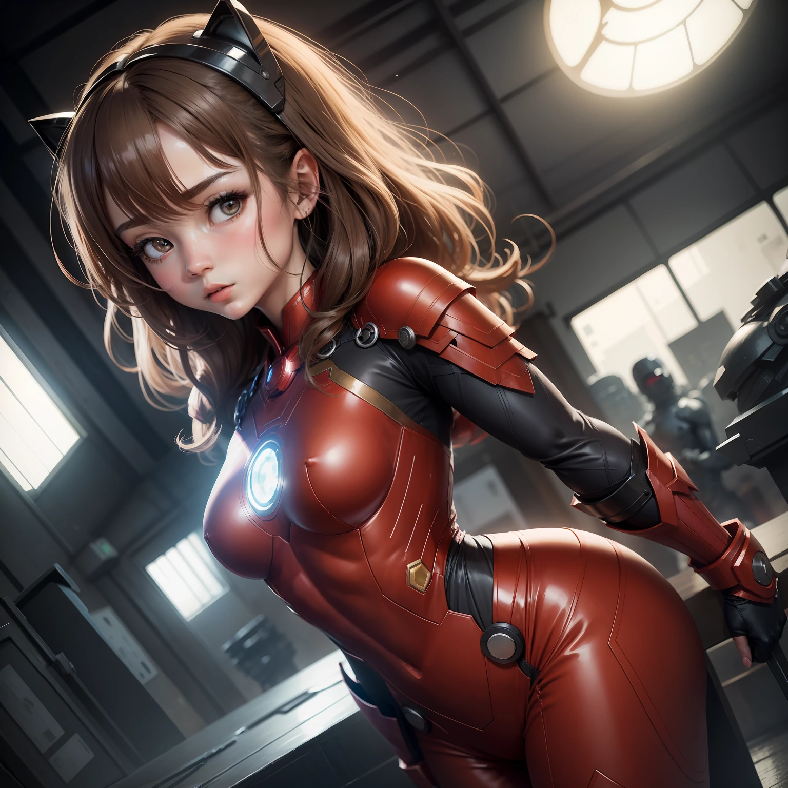A girl,very good posture,iron girl,super costume,