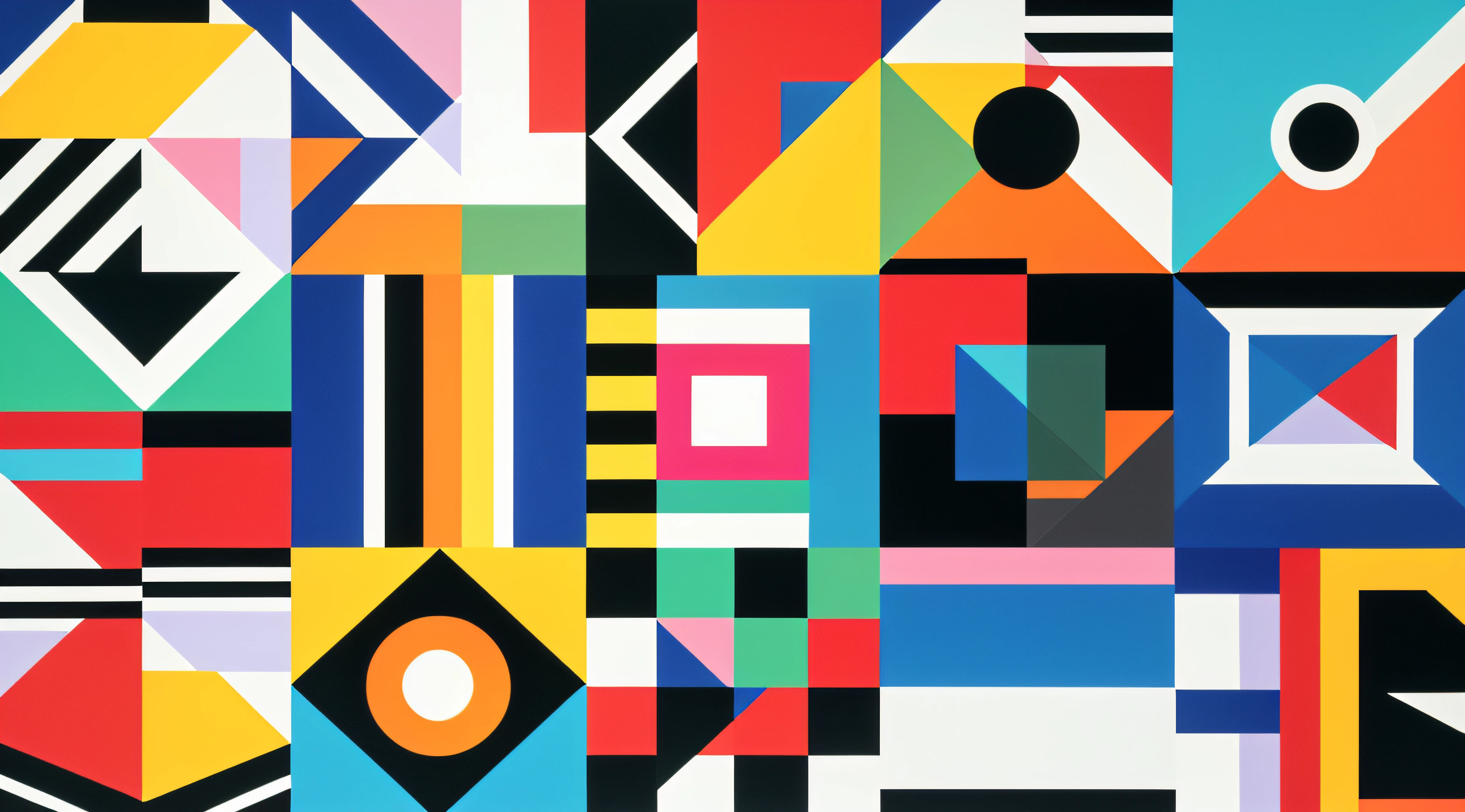 A close-up of a colorful abstract painting,There are a lot of lines, inspired by Bauhaus,abstract geometric art, geometric shapes background, Colorful geometric patterns, graphic shapes, Mesh montage of shapes, Geometric patterns, geometric abstraction, Montage in the shape of a grid,Abstract geometric, geometric abstraction, geometric abstract art, Abstract blocks