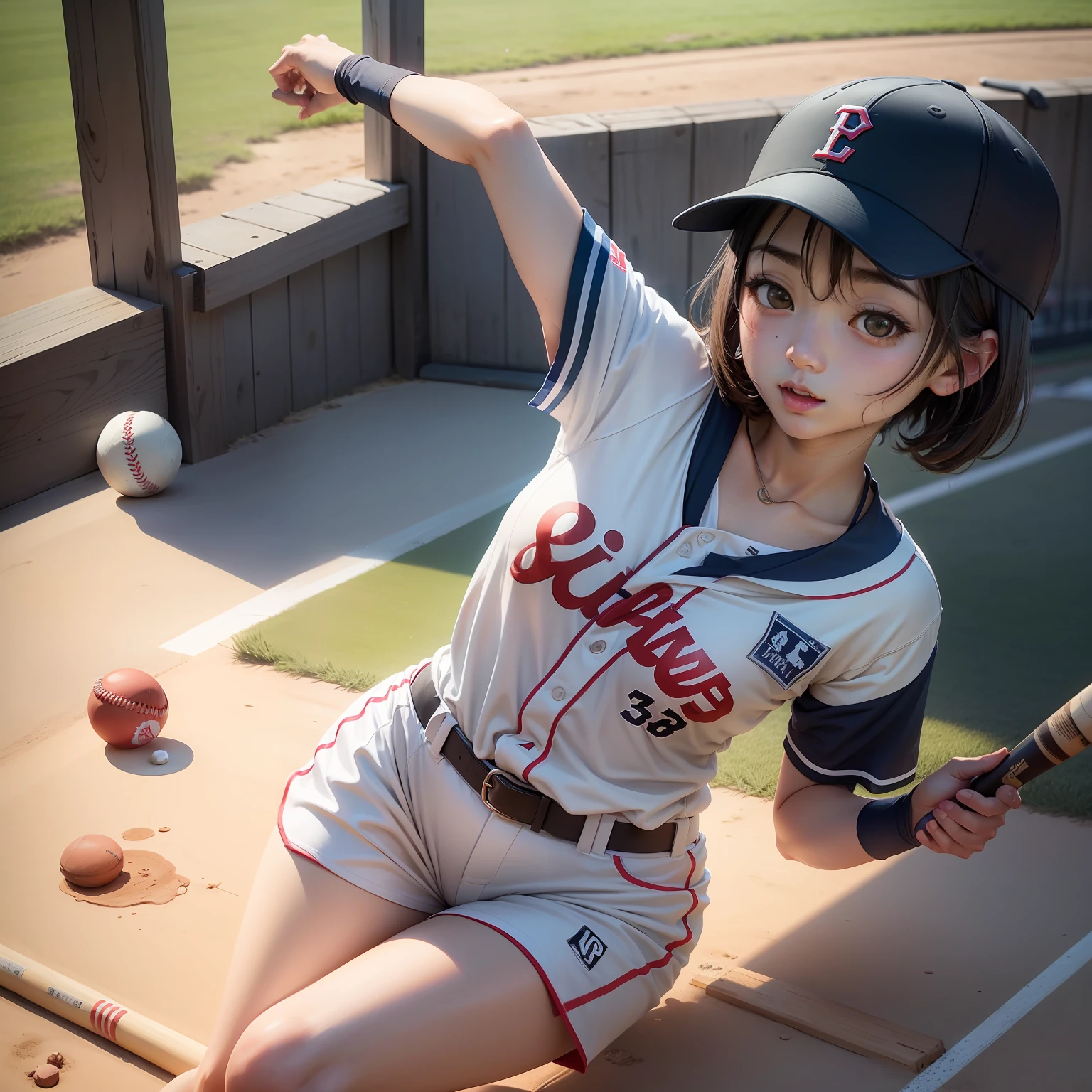 Gamine、baseball、batter、hiten、Play、shake、swings