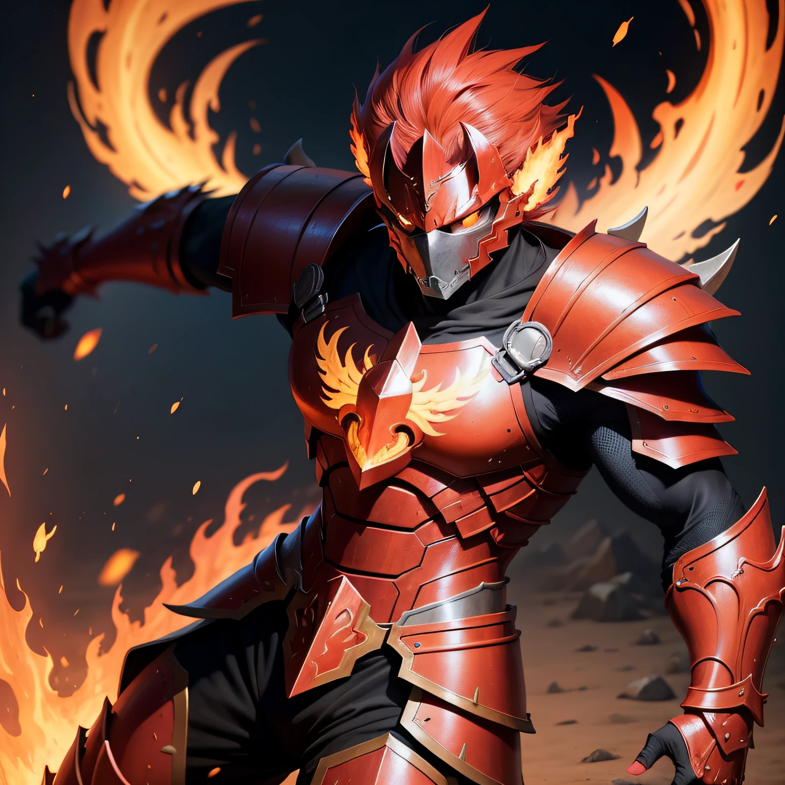 Armor Warrior Flame Dragon Man