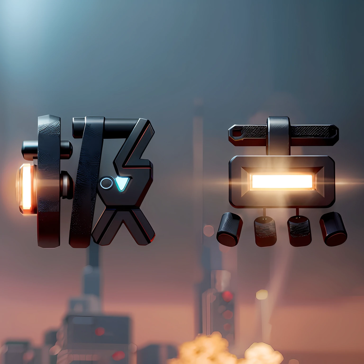 Iron and steel、C4D Unreal Engine、best qualtiy、tmasterpiece、higher details、Physical rendering，wide angles，cyber punk perssonage