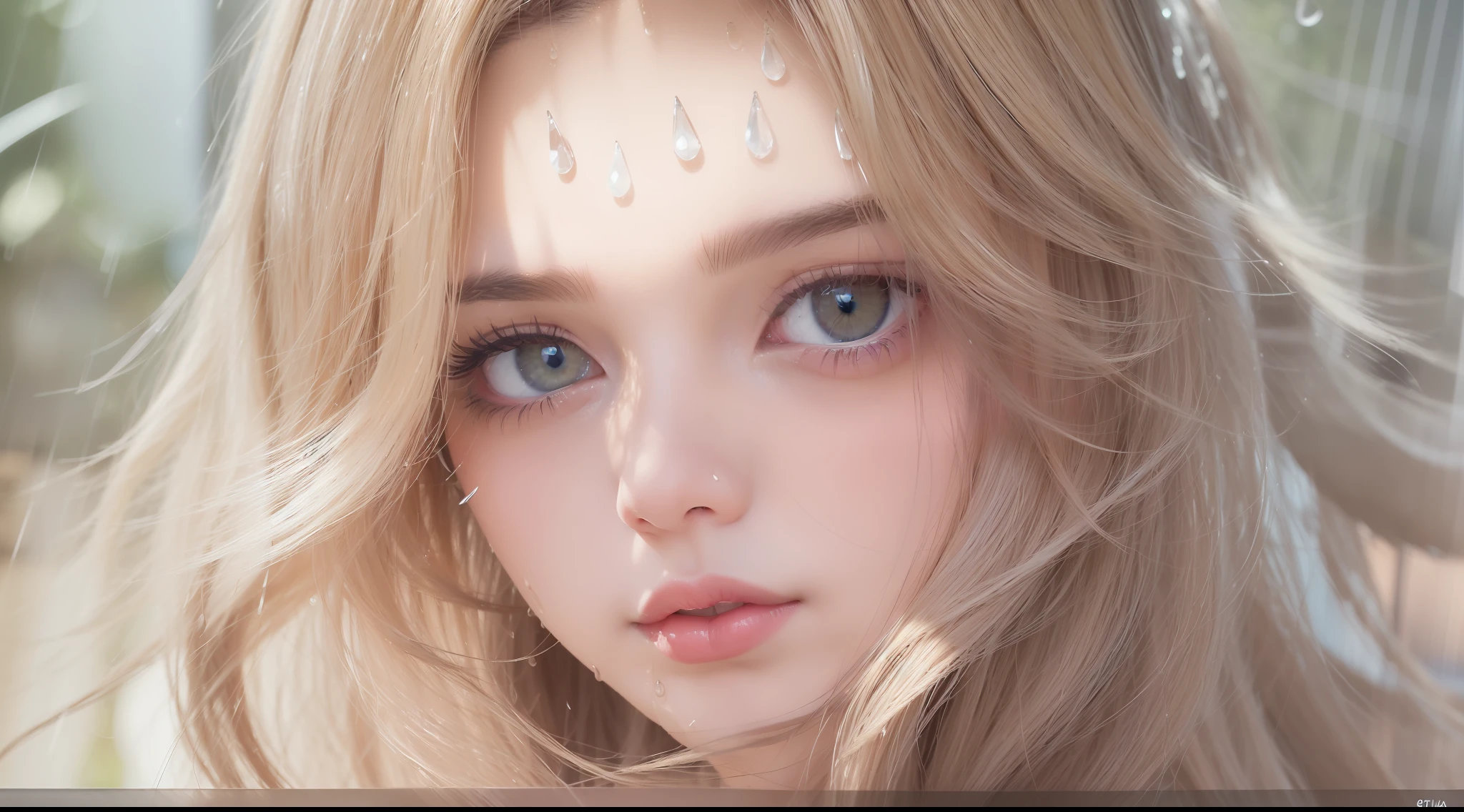 ((Best Quality, 8K, Masterpiece:1.3)), Focus:1.2, Perfect Body Beauty:1.4, :1.2, (Layered Haircut:1.2)), (Rain, Street:1.3), Bandeau Dress:1.1, Highly Detailed Face and Skin Texture, Delicate Eyes, Double Eyelids, Whitened Skin, Long Hair, (Round Face: 1.5)