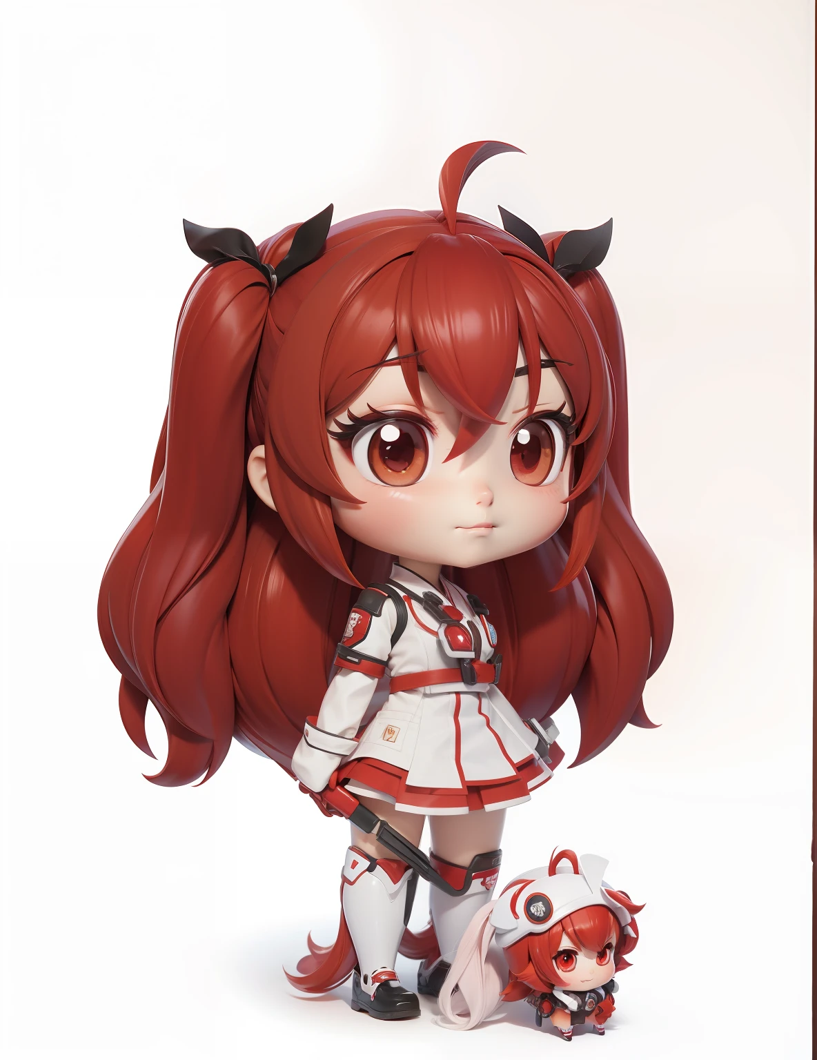 Anime girl, red hair, twintail, white clothes