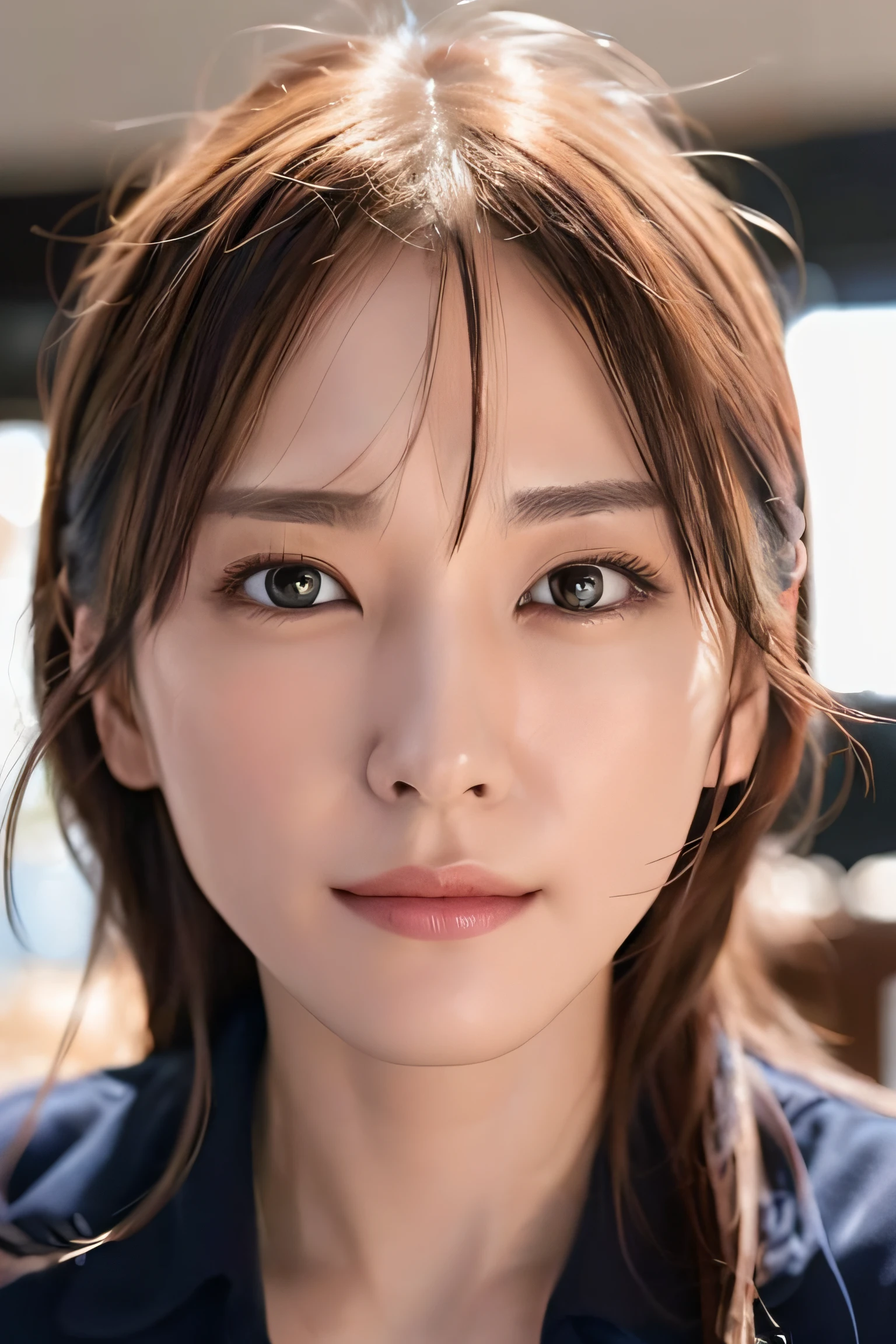a close up of a woman with long hair and a blue shirt, realistic. cheng yi, photorealistic beautiful face, beautiful realistic face, accurate ultra realistic faces, realistic beautiful face, 8k highly detailed face, kawaii realistic portrait, 8k portrait render, ultra - realistic faces, 3 d anime realistic, hyperrealistic beautiful face, beautiful and realistic faces