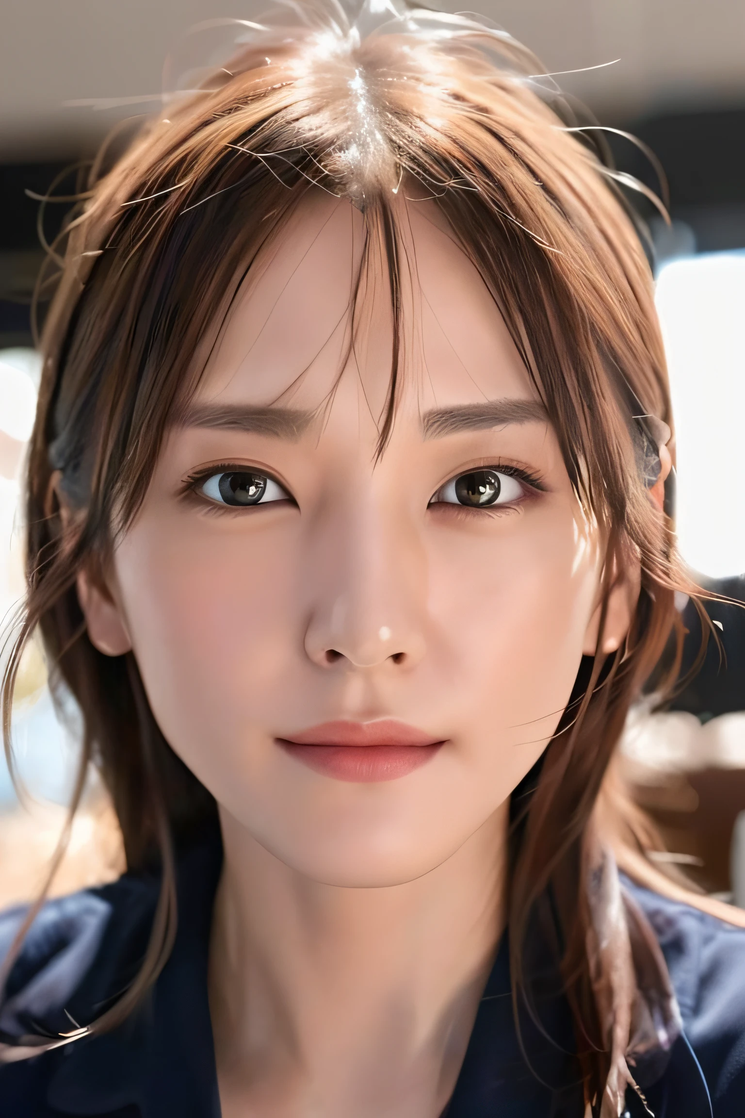 a close up of a woman with long hair and a blue shirt, realistic. cheng yi, photorealistic beautiful face, beautiful realistic face, accurate ultra realistic faces, realistic beautiful face, 8k highly detailed face, kawaii realistic portrait, 8k portrait render, ultra - realistic faces, 3 d anime realistic, hyperrealistic beautiful face, beautiful and realistic faces