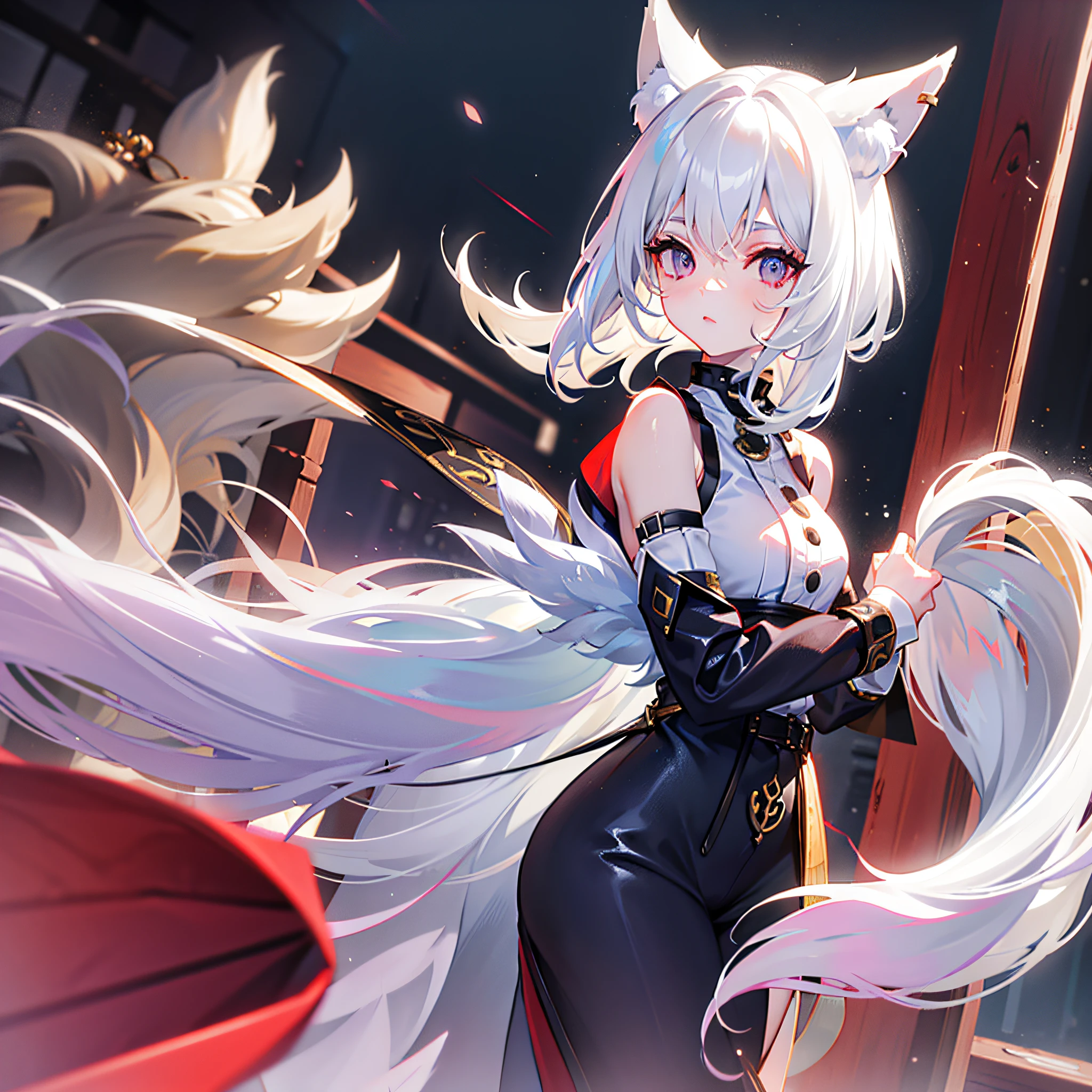 White hair，fox ear，female pervert