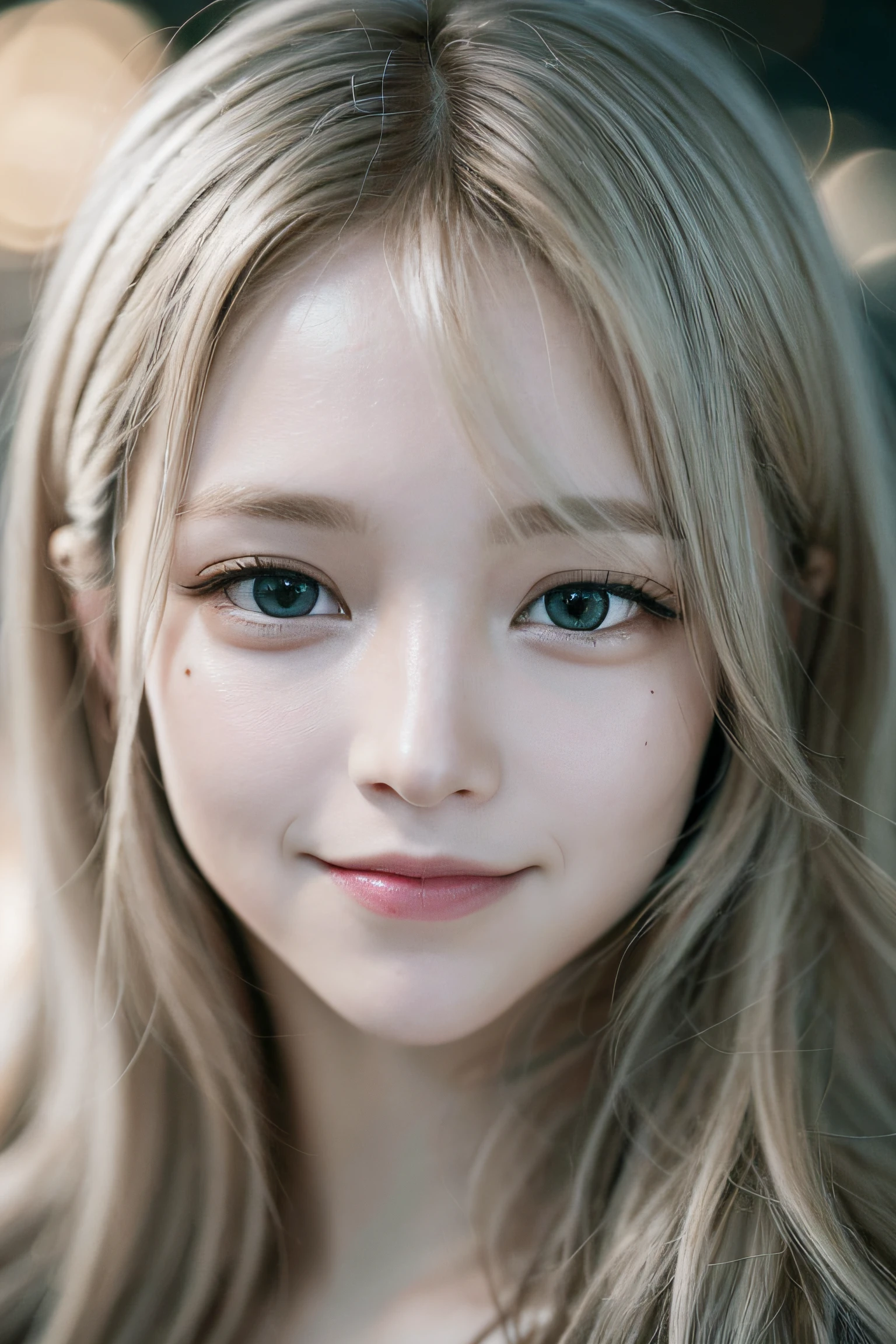 (realistic, photo-realistic:1.37),(8k, RAW photo, best quality, masterpiece:1.2), cute, ultra-detailed,heart-shaped pupils,physically-based rendering, ultra high res, kodakvision color, shot on Arricam LT Camera, bokeh, sharp focus,
looking at viewer,photorealistic,realistic, solo, photorealistic, best quality,extremely detailed face,extremely detailed eyes and face, beautiful detailed eyes,absurdres, incredibly absurdres,haunting smile,Messy hair, floating hair, ,