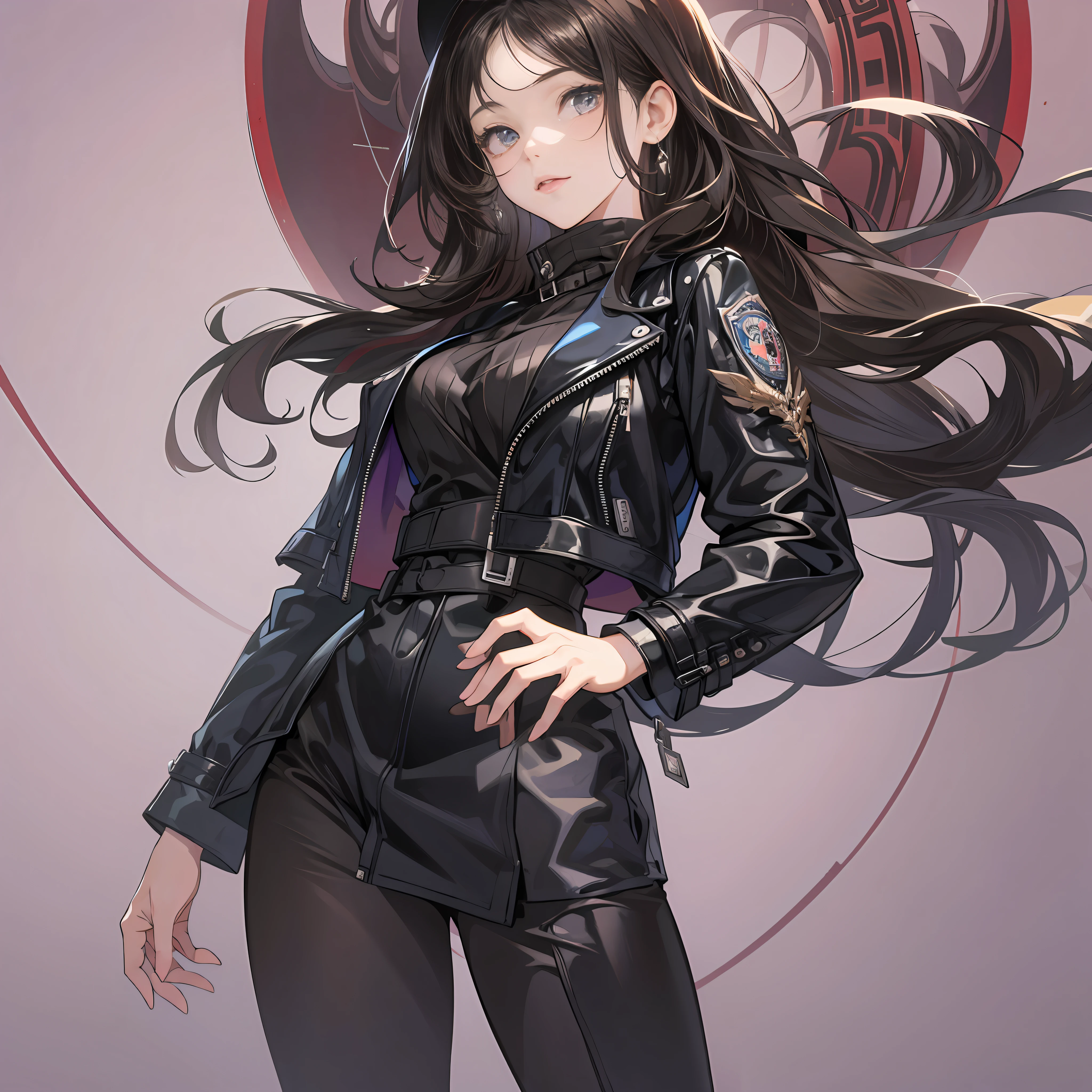 Ultra-precise details、Ultra high definition image quality、Detailed picture、Accurate background image、One Girl Standing、Dark hair、long、Inner hair color、leather jackets、Black boots、Huge dam in the background、high-level image quality、wide angle shooting、natta、