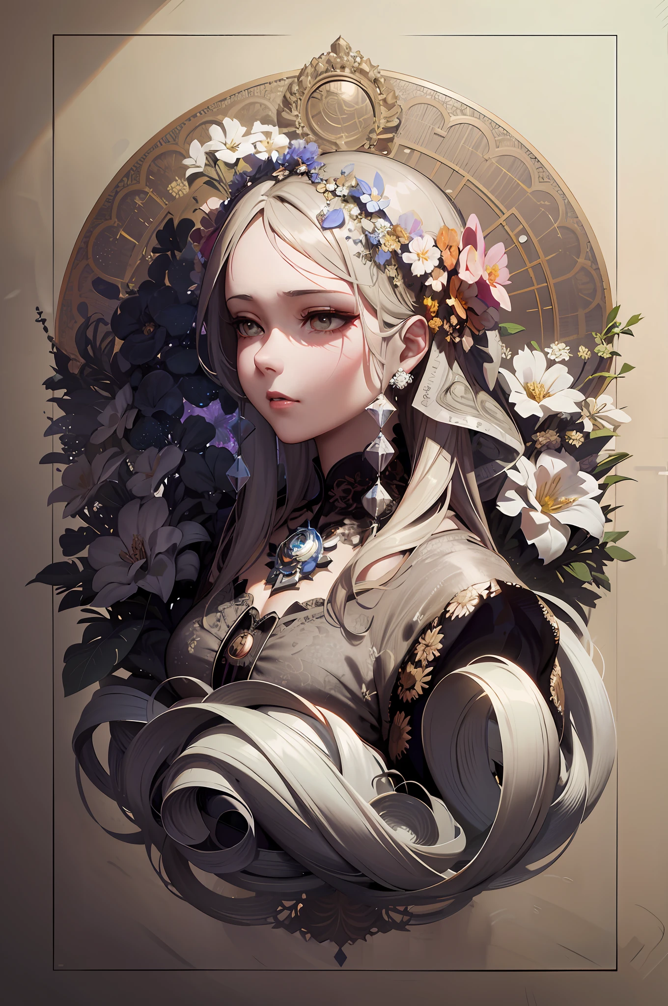 a close up of a woman with a flower crown on her head, Guviz-style artwork, Guviz, guweiz masterpiece, Guweiz on ArtStation Pixiv, 8K high quality detailed art, Detailed digital anime art, Guweiz in Pixiv ArtStation, Exquisite digital illustration, intricate wlop