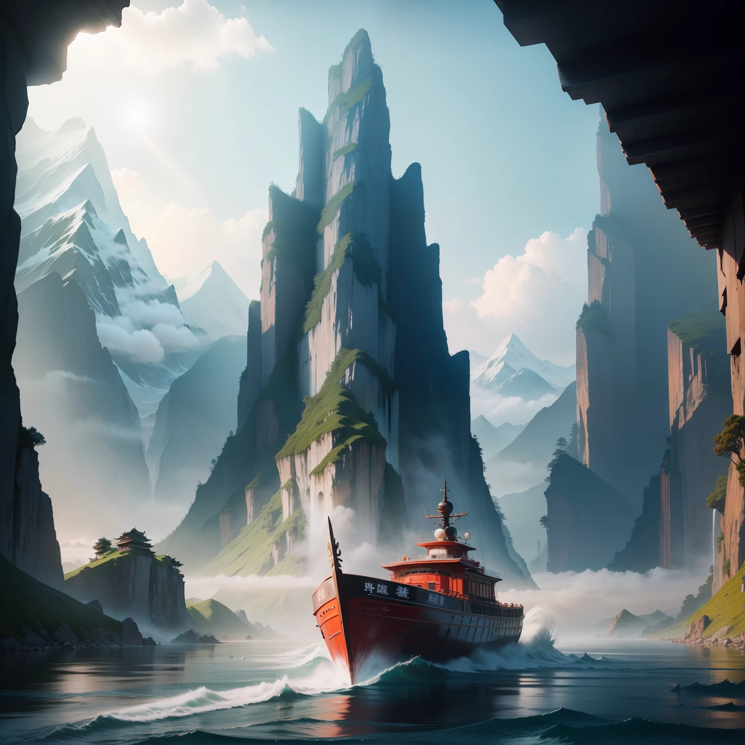 The light boat has crossed the Ten Thousand Heavy Mountains。