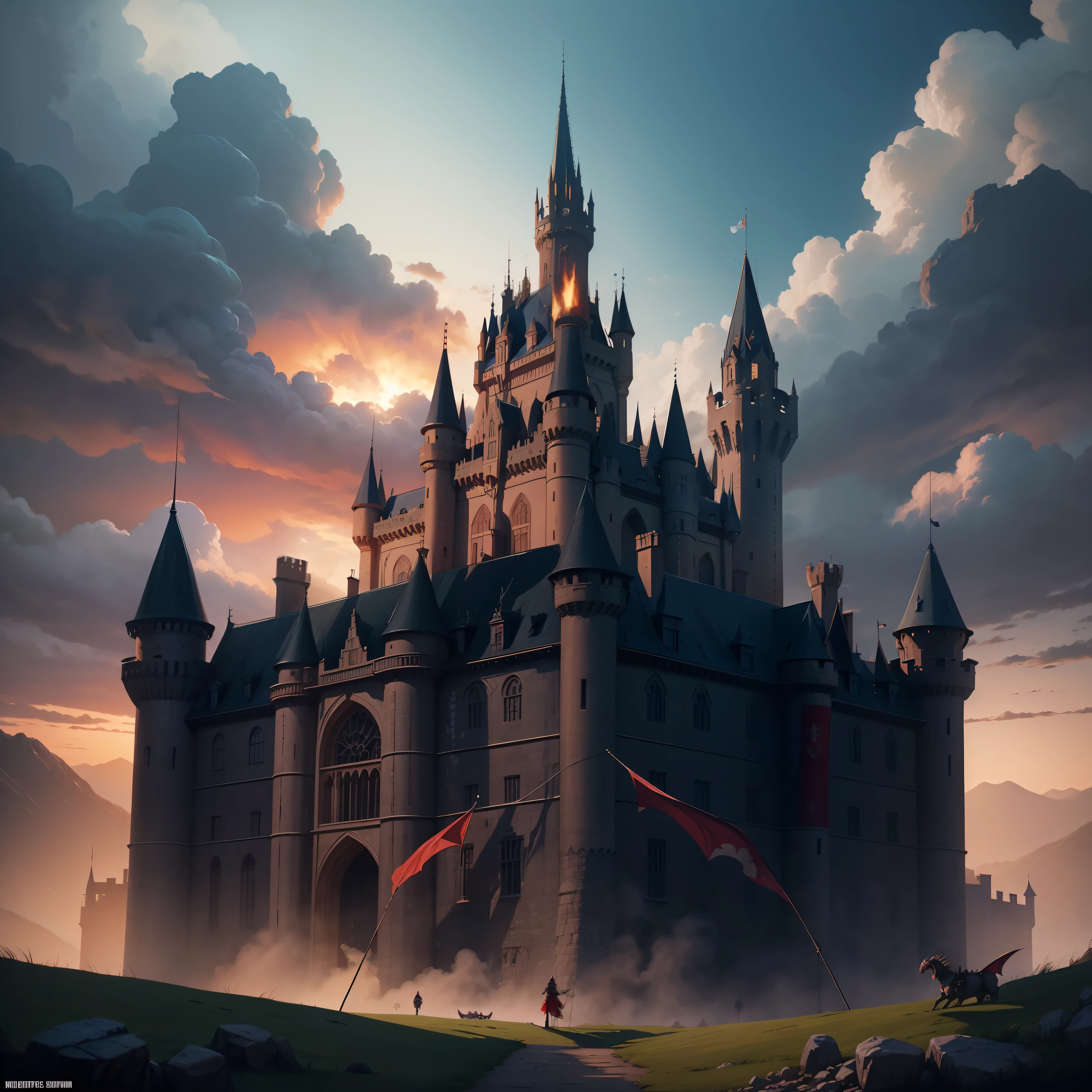 The castle is ruled by dragons,Knights who defend the country,Swear to the death to resist the dragon's invasion