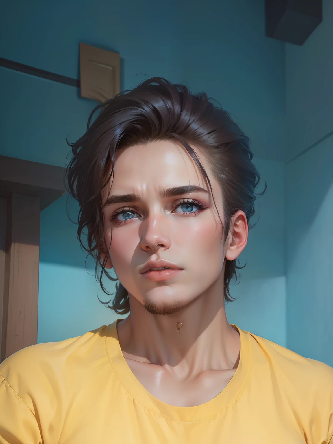 ((Best Quality, 8K, Masterpiece: 1.3)), 1boy, Slim Abs Beauty: 1.3, (Hairstyle Casual, Big Breasts: 1.2), Dress: 1.1, Super Fine Face, Delicate Eyes, Double Eyelids,Home