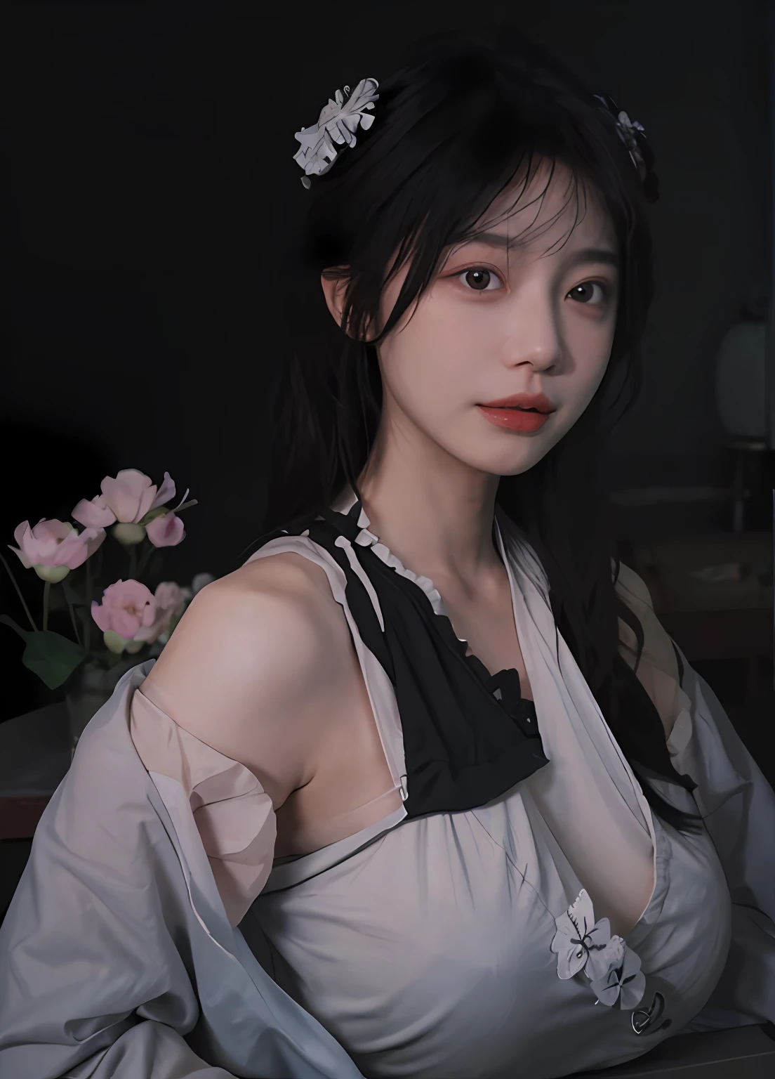 best qualtiy， 超高分辨率， （realisticlying：1.4）， one-girl， A pair of clear and moving peach blossom eyes,Royal Sister，（full bodyesbian：1.8）a sense of atmosphere，a beauty girl， ssmile，sea beach，（full bodyesbian：1.2） looking at viewert， closeup cleavage ，(Photorealistic:1.4),1girll,Sexy,(比基尼 ),(Black breast patch:1.5),(Big breasts:1.8),(Upper body:1.4),(Wet body),(:1.2)
