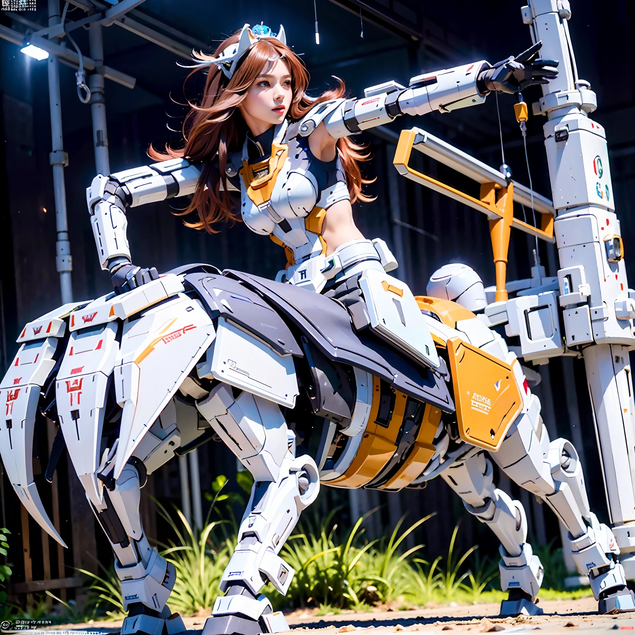 Use the Midjourney tool to make the graceful, ethereal Centaur Empress in the center of the shot leap over the ionosphere with light wings spreading,The upper body of the Mechanical Centaur Empress is a sexy body with obvious sexual characteristics,The lower body is a mechanical part with a horse-like torso with streamlined sexy lines。Use Midjourney's advanced stroke tools and color palettes, as well as texture packs, model packs, texture tools,Concentration,Let the Mechanical Centaur Empress have harmonious moving lines,And the mechanical light wings of the mechanical Empress Satyr are plated with a unique space glow,The halo crown on the head of the mechanical centaur queen casts light casting neon,Let her be majestic,Add intricate textures and models to the Mechanical Centaur Empress, giving the real body soft and sexy lines and an authentic texture,Let the hoof legs be graceful and slender,Giving the Mechanical Centaur Empress a sexy and touching K-cup teardrop-shaped giant tit, the huge texture and real oil shine that exudes the restraints。With Midjourney's advanced brush tools and palettes and strokes, experiment with different models and materials to create a grand, epic look at your scene,Let the mechanical centaur queen be toned and elegant and ethereal,Clearly display the fallen enemy wreckage and the surface of the moon against the background of the starry sky。Use Midjourney's powerful tools,You can bring this magnificent and futuristic scene to life with incredible detail and beauty。 hdr,(真实感,Masterpiece quality,best qualtiy),,pureerosface_v1,ulzzang-6500-v1.1