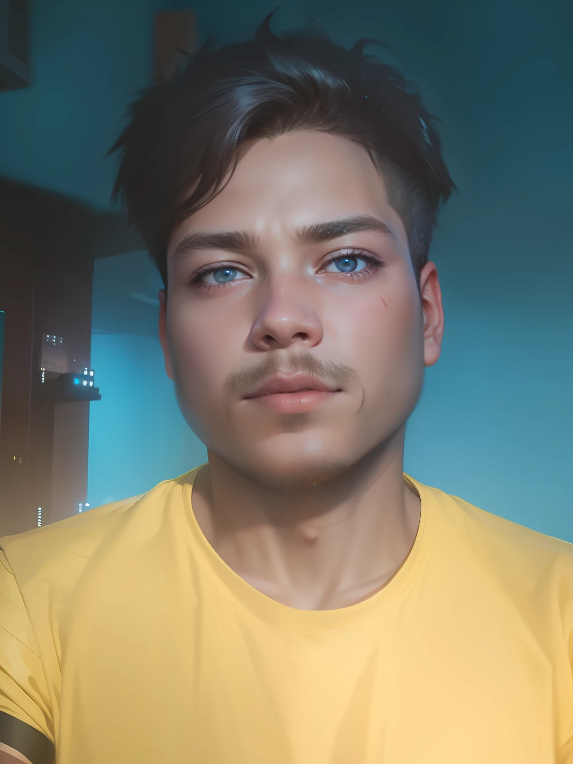 Cyberpunk real image this boy age 18 year old with blur