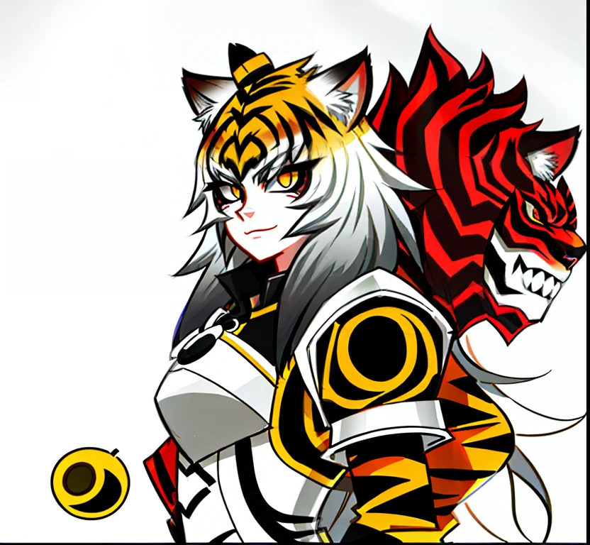 An anthropomorphic tiger demon sister wearing tiger-type armor