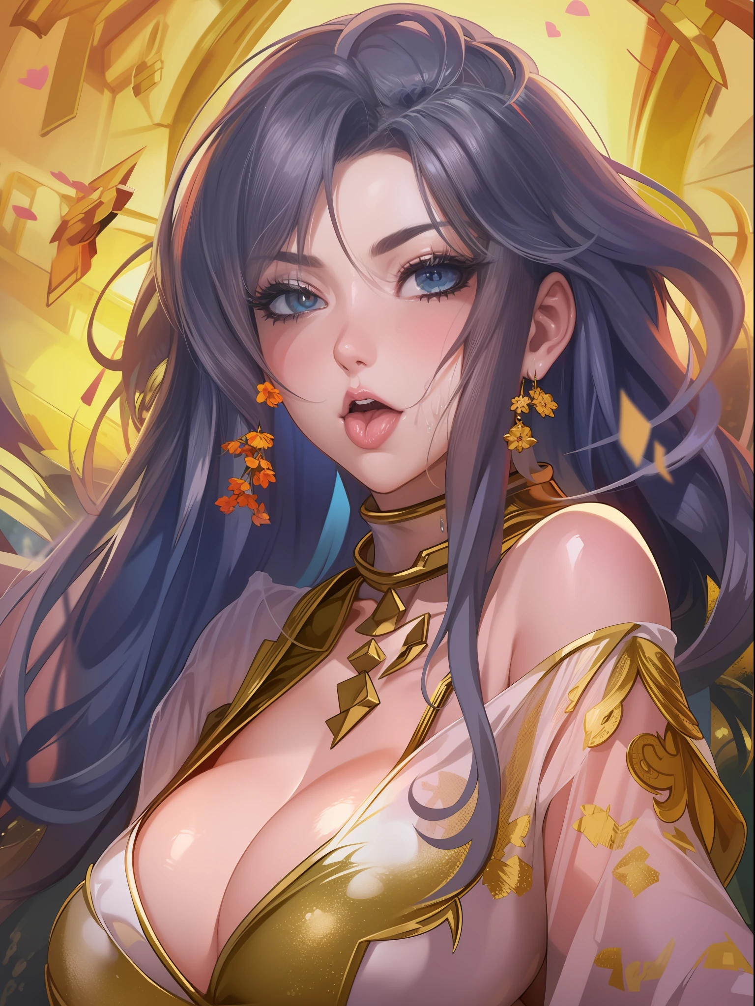 beautiful and seductive anime woman,8K high quality detailed art, IG model | Art germ, Anime goddess, Art germ.exhibitionism,gigantic cleavage breasts,Breast details are depicted to the extreme,tmasterpiece, Awesome, peeping at the viewer,Full body in the lens, Knees, squatt, long whitr hair, Thorough, highr, RAWE is very detailed, roll eyes, Be red in the face, Water runs in the mouth, Sticky tongue, Vaginal exposure, Leucorrhoea, very Bigger breasts, spread their legs, sexually arousing, sexual expressio, Glossy glossy skin,soaking wet
