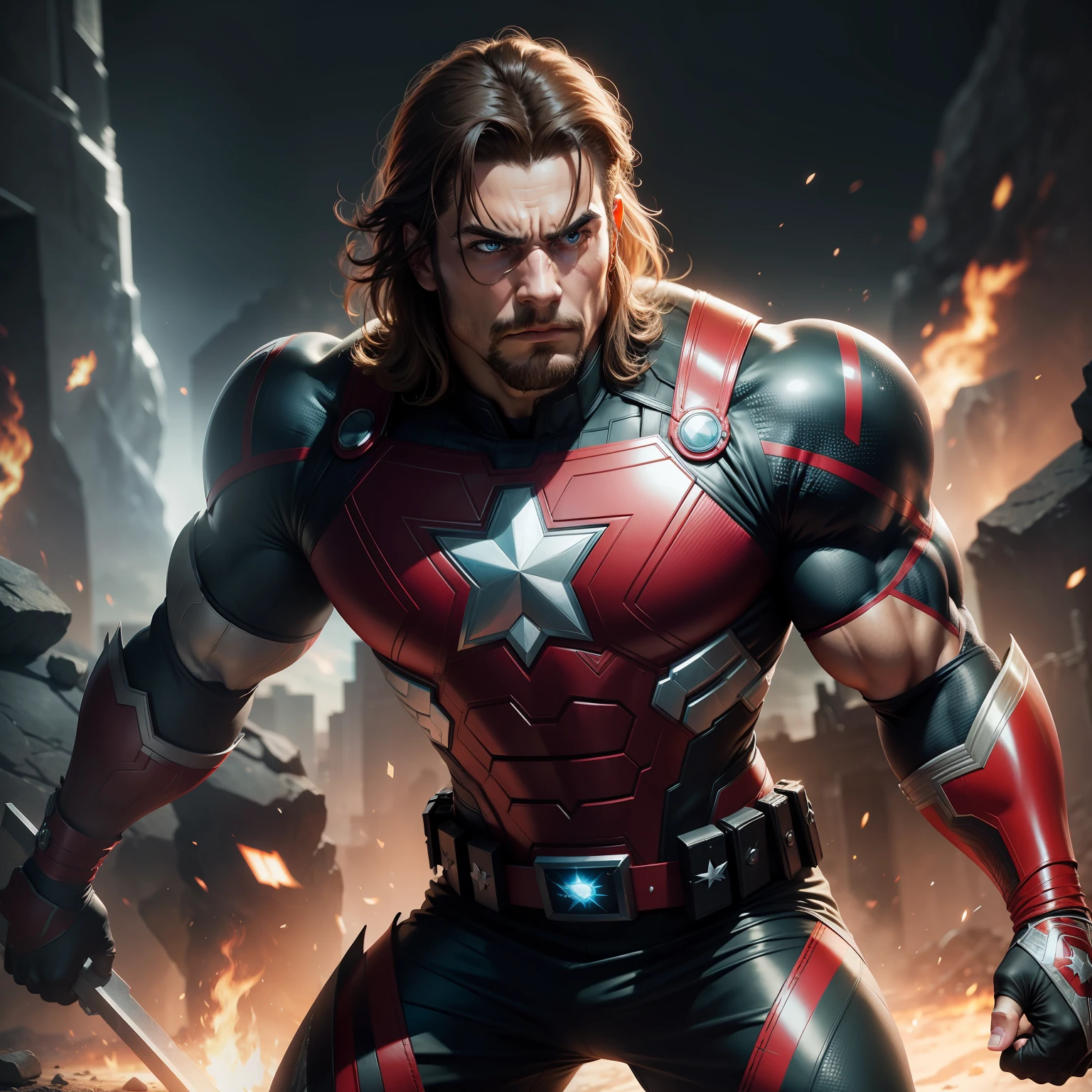 Rock wwE wrestler,thar avengers costume, realistic face,4k ultra photography,