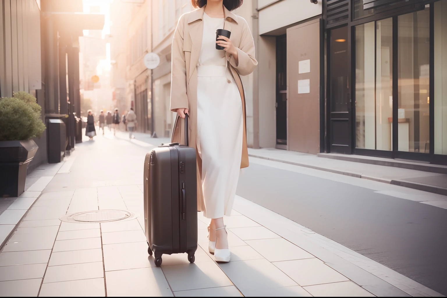 Around the city1Pattern with one suitcase、walk、femele