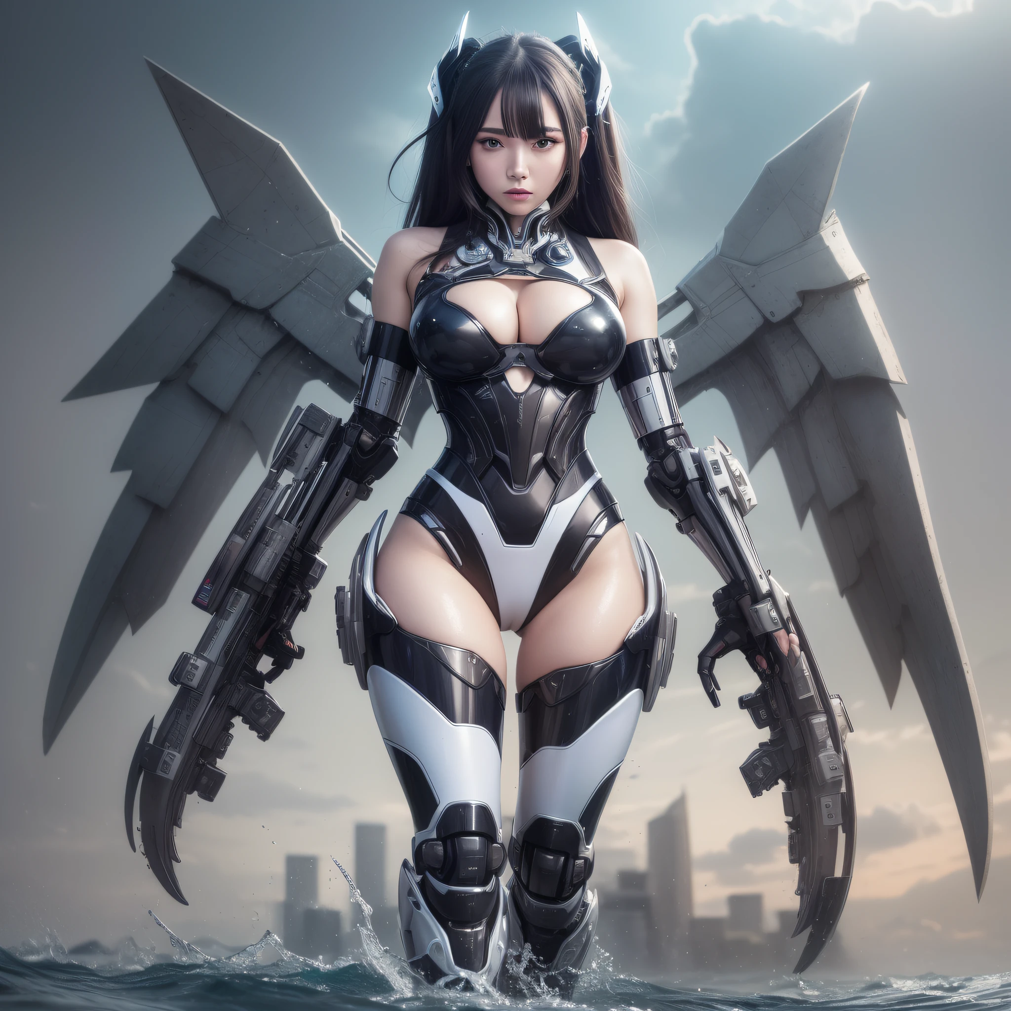 (masterpiece), best quality,{full body},((1 girl)),((beauty detailed eye)),{mecha,huge_filesize},(bare shoulders),science fiction,highly detailed,illustration,extremely detailed CG unity wallpaper,submerge,cinematic lighting,dramatic angle,{{beautiful face}},posing,caustics,fine water surface,,Mechanical wing,Metal wings,Mecha wing,{mecha clothes},robot girl,beautiful detailed face,