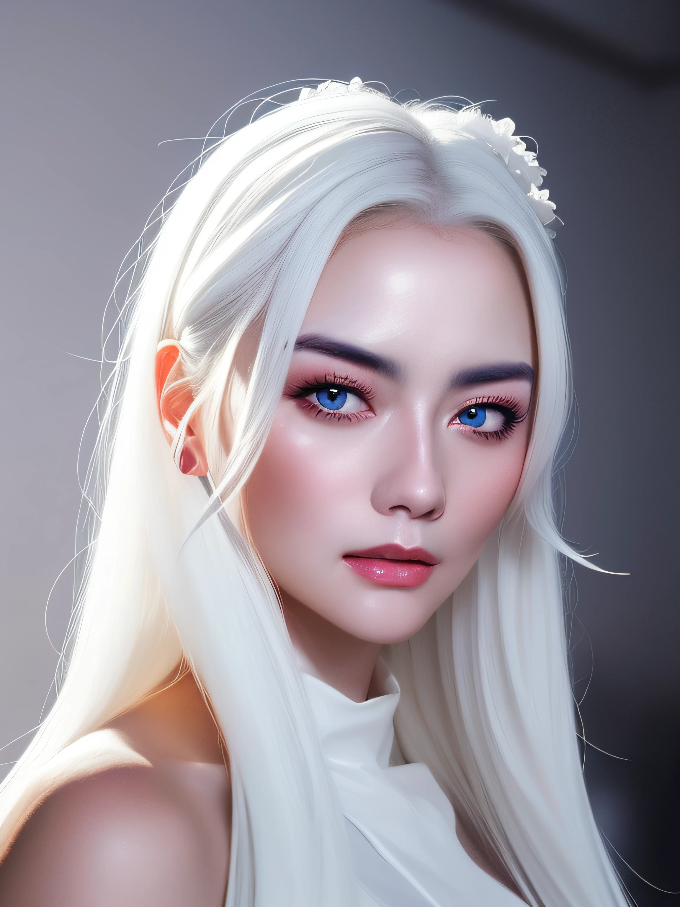 a close up of a woman with white hair and a white mask, beautiful character painting, guweiz, artwork in the style of guweiz, white haired deity, by Yang J, epic exquisite character art, stunning character art, by Fan Qi, by Wuzhun Shifan, guweiz on pixiv artstation