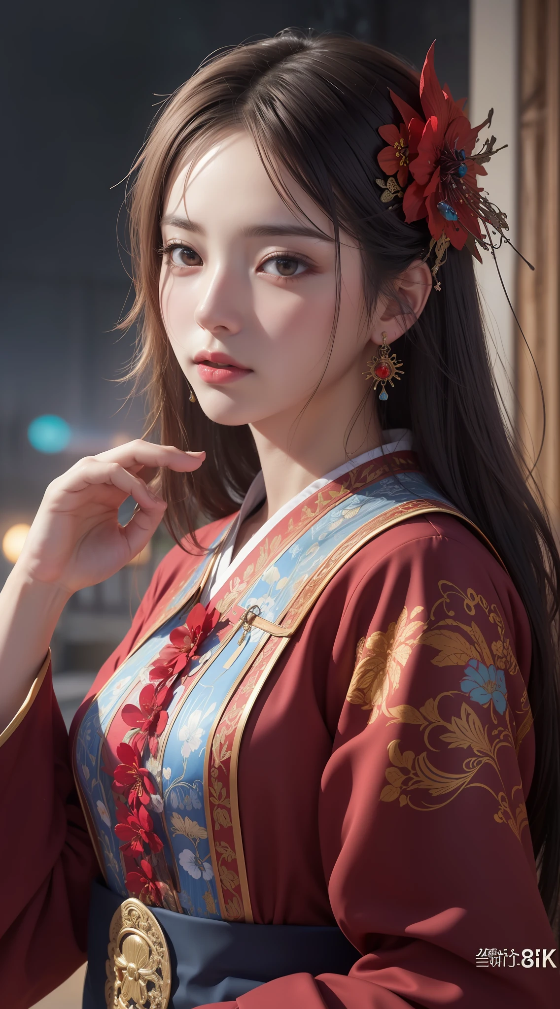 (8k, RAW photo:1.2),best quality, ultra high res,dramatic angle,(fluttered detailed color splashs), (illustration),(((1 girl))),(long hair),(rain:0.9),(hair ornament:1.4),there is an ancient palace beside the girl,chinese clothes,(focus on), color Ink wash painting,(color splashing),colorful splashing,(((colorful))),(sketch:0.8), Masterpiece,best quality, beautifully painted,highly detailed,(denoising:0.6),[splash ink],((ink refraction)), (beautiful detailed sky),moon,highly,detaild,(masterpiece, best quality, extremely detailed CG unity 8k wallpaper,masterpiece, best quality, ultra-detailed),(Lycoris radiata),