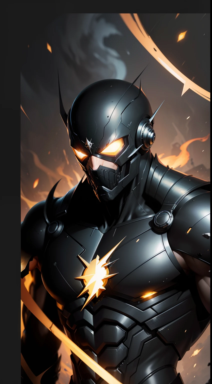 (Best Quality),(Masterpiece),(Ultra Detailed),(4k resolution),(Extremely detailed),Abstract expressionist painting "Hyperion", Venom Black Flash, tarot card, Trending on ArtStation, Digital Painting, character concept art portrait, Scary