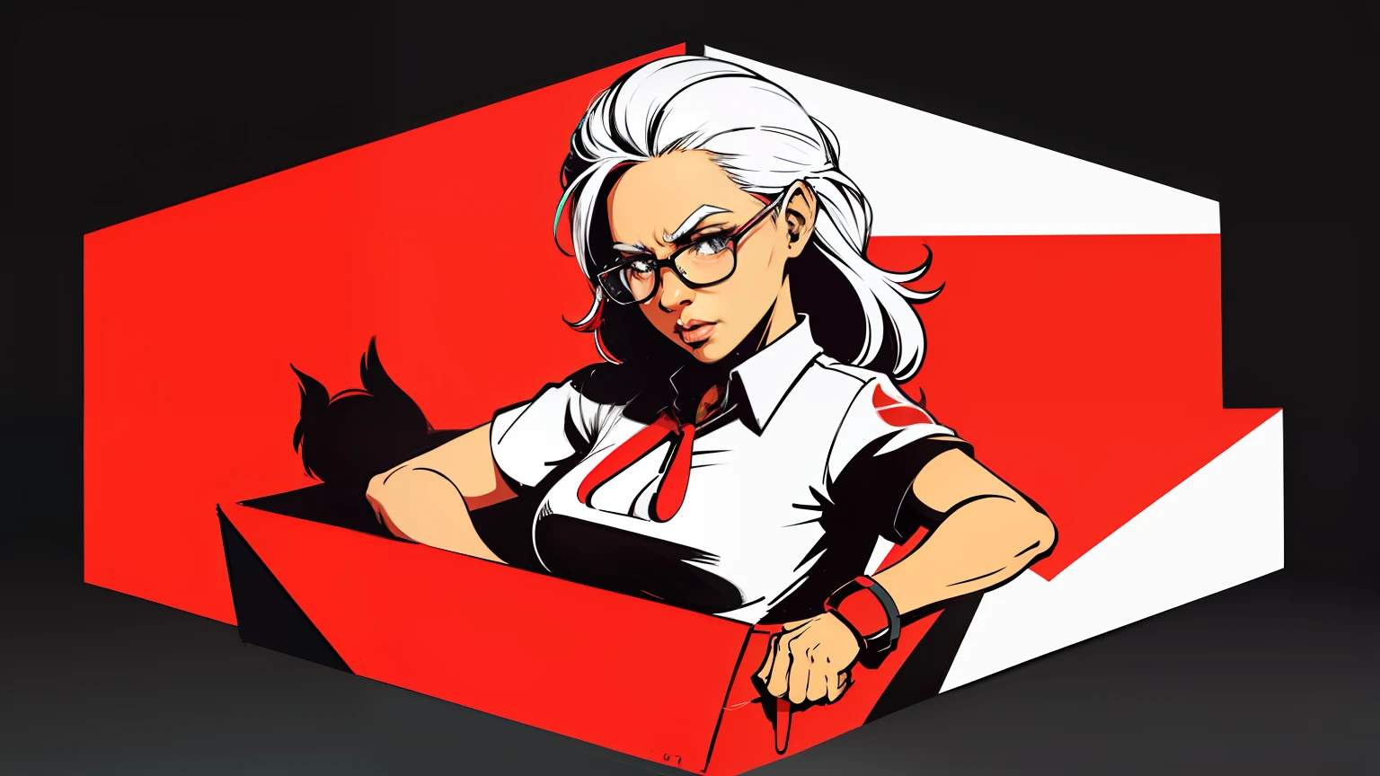 Cartoon, KFC logo color scheme,Women's version of KFC grandpa
