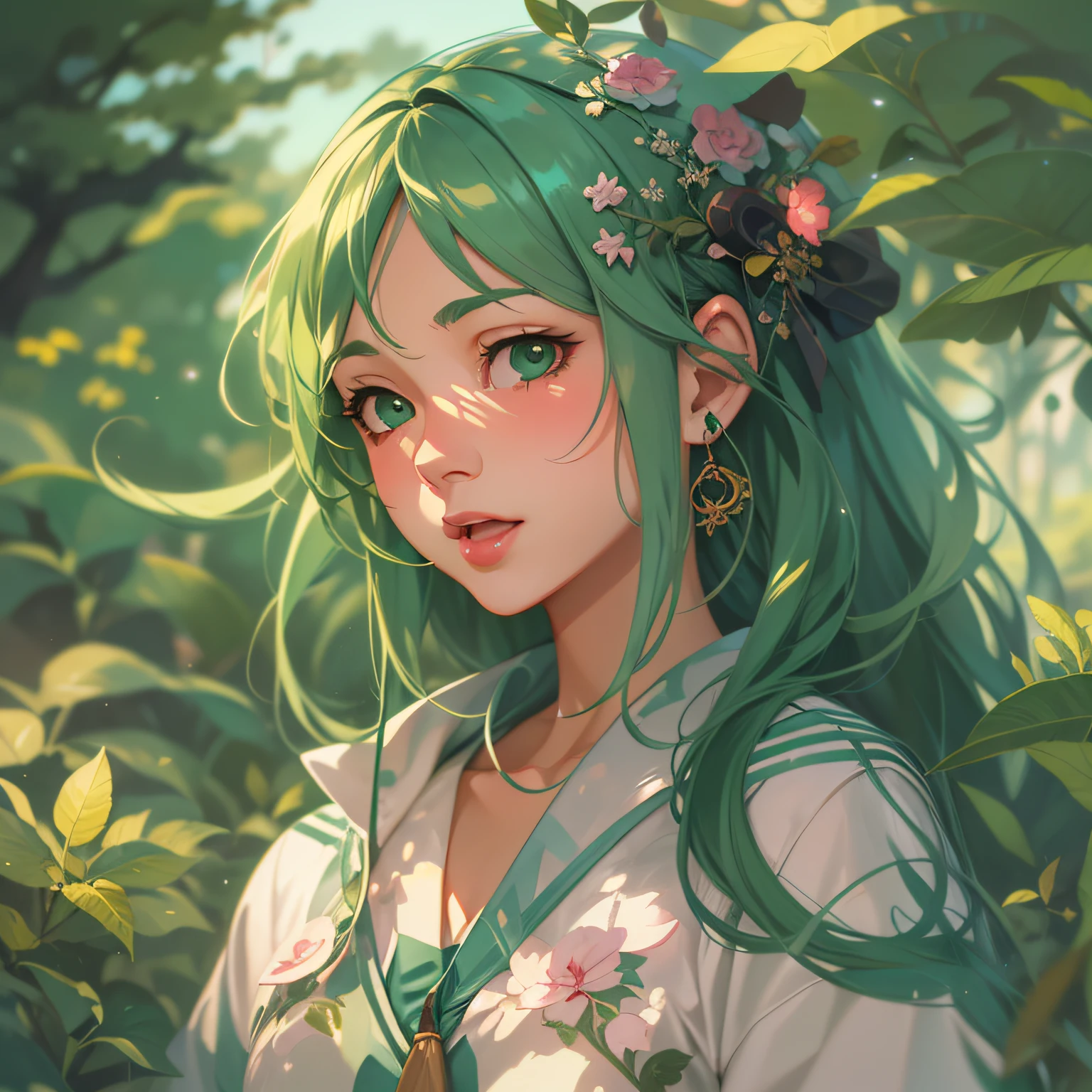 Eco-friendly girl，Green theme，Carbon neutral and sustainable，Detailed fanart, Detailed digital anime art, clean and meticulous anime art, high detailed official artwork, Guviz-style artwork, Artgerm and Atey Ghailan, High-quality fanart, Anime style illustration, Digital anime illustration, Official artwork, clean and meticulous anime style