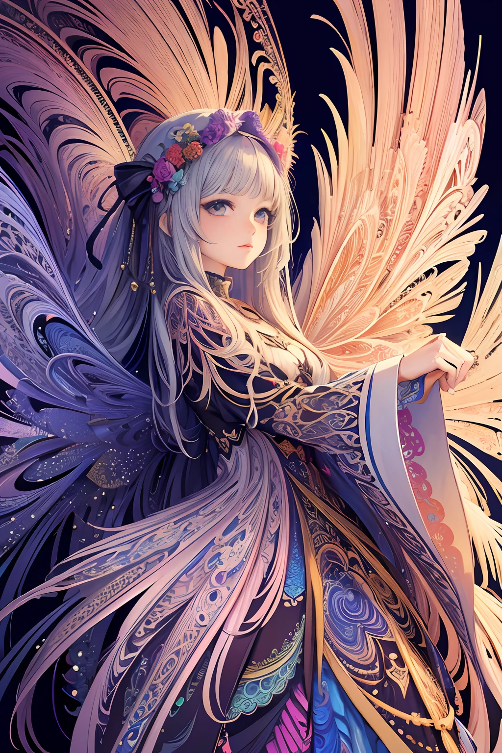 (masterpiece, top quality, best quality, official art, beautiful and aesthetic:1.2), (1girl), extreme detailed,(fractal art:1.3),colorful,highest detailed, angel